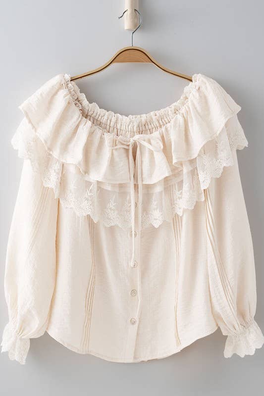 Seven Seas Lace Ruffle Blouse - ivyandlavyboutique Fashion Week