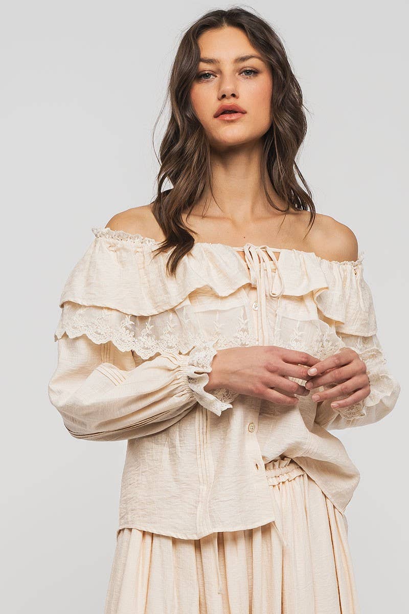 Seven Seas Lace Ruffle Blouse - ivyandlavyboutique Fashion Week