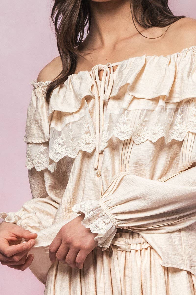 Seven Seas Lace Ruffle Blouse - ivyandlavyboutique Fashion Week