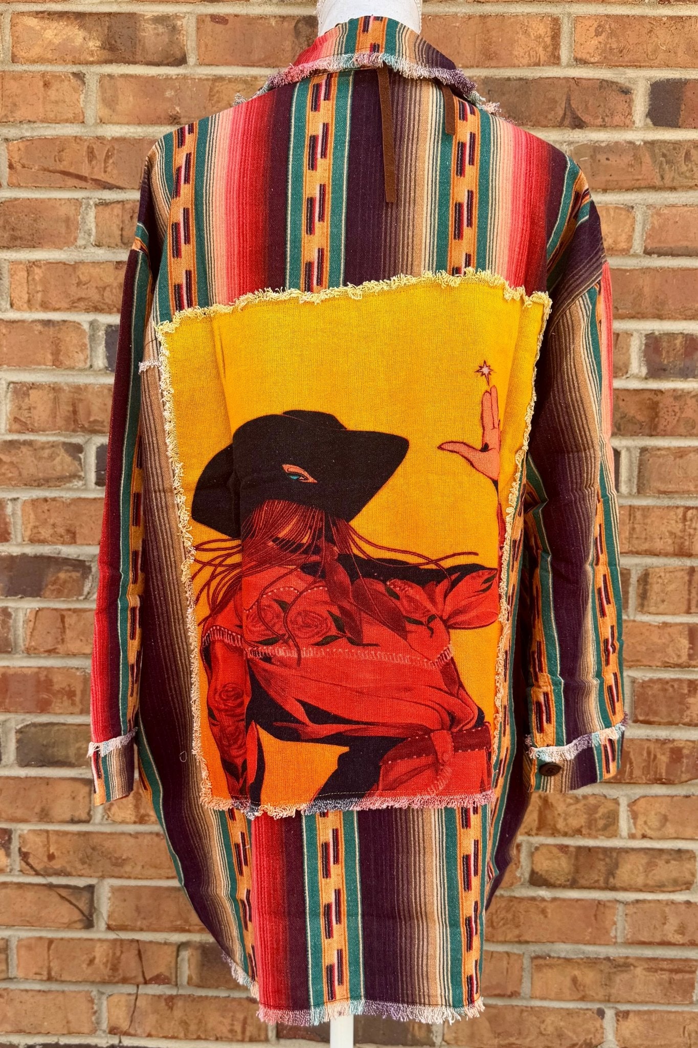 Shacket with Cowgirl Print Patchwork on Back - ivyandlavyboutique LeParisPetit by I Love Linen