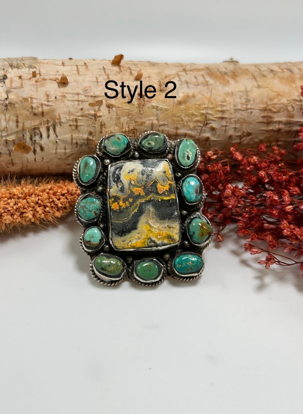 Shapes Big Bumble Bee Jasper w/ Turquoise Rings - ivyandlavyboutique ivyandlavyboutique