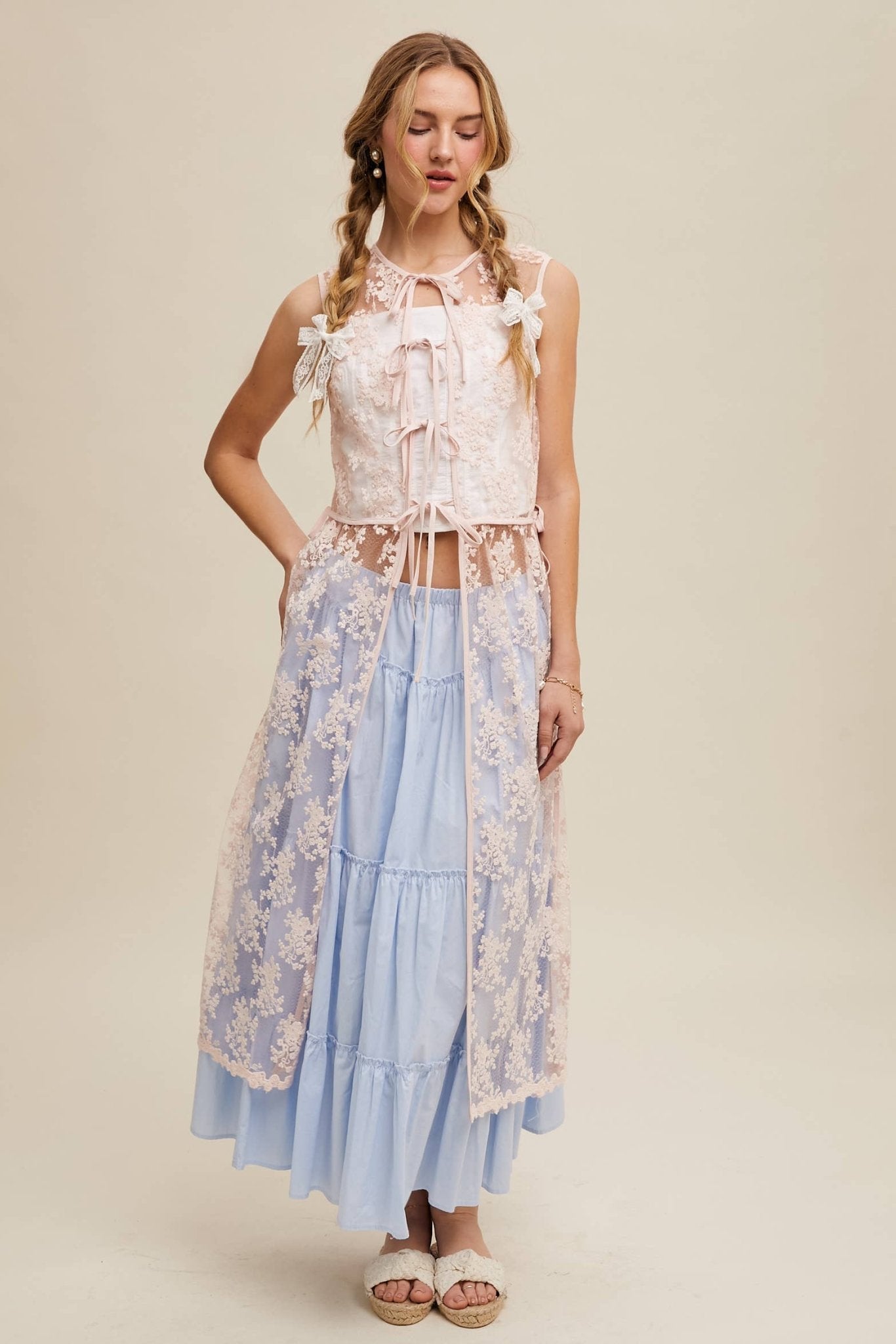 Sheer Floral Embroidered Lace Vest - ivyandlavyboutique Listicle