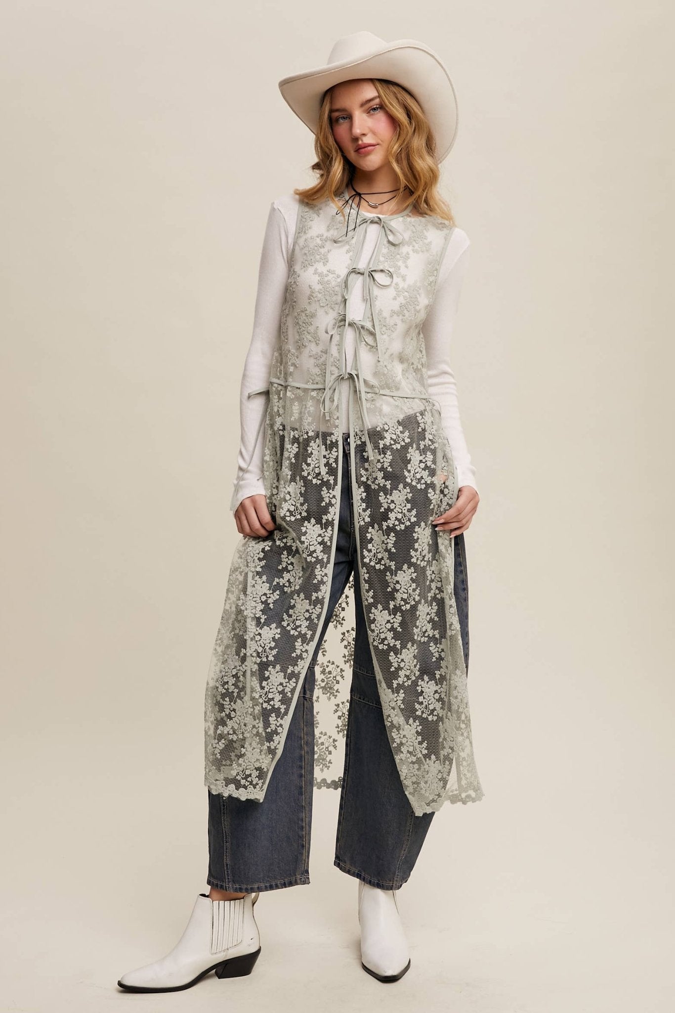 Sheer Floral Embroidered Lace Vest - ivyandlavyboutique Listicle