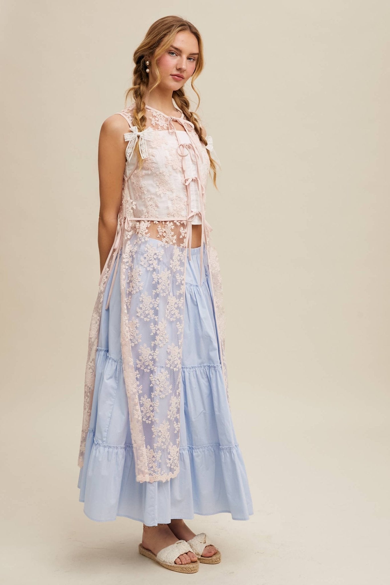 Sheer Floral Embroidered Lace Vest: Slate Blue - ivyandlavyboutique Listicle