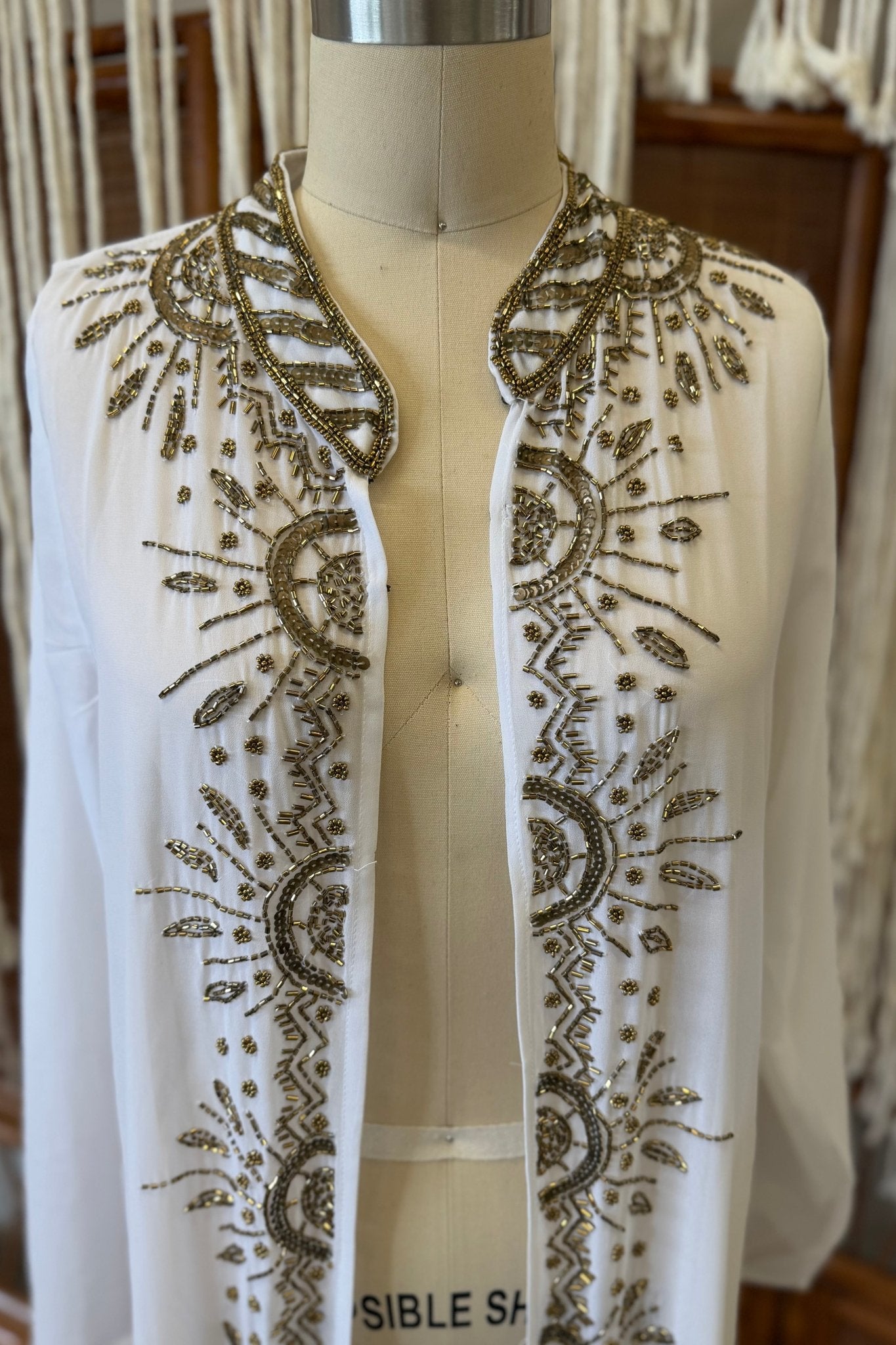 Sheer White Jeweled Duster - ivyandlavyboutique LA Skirts