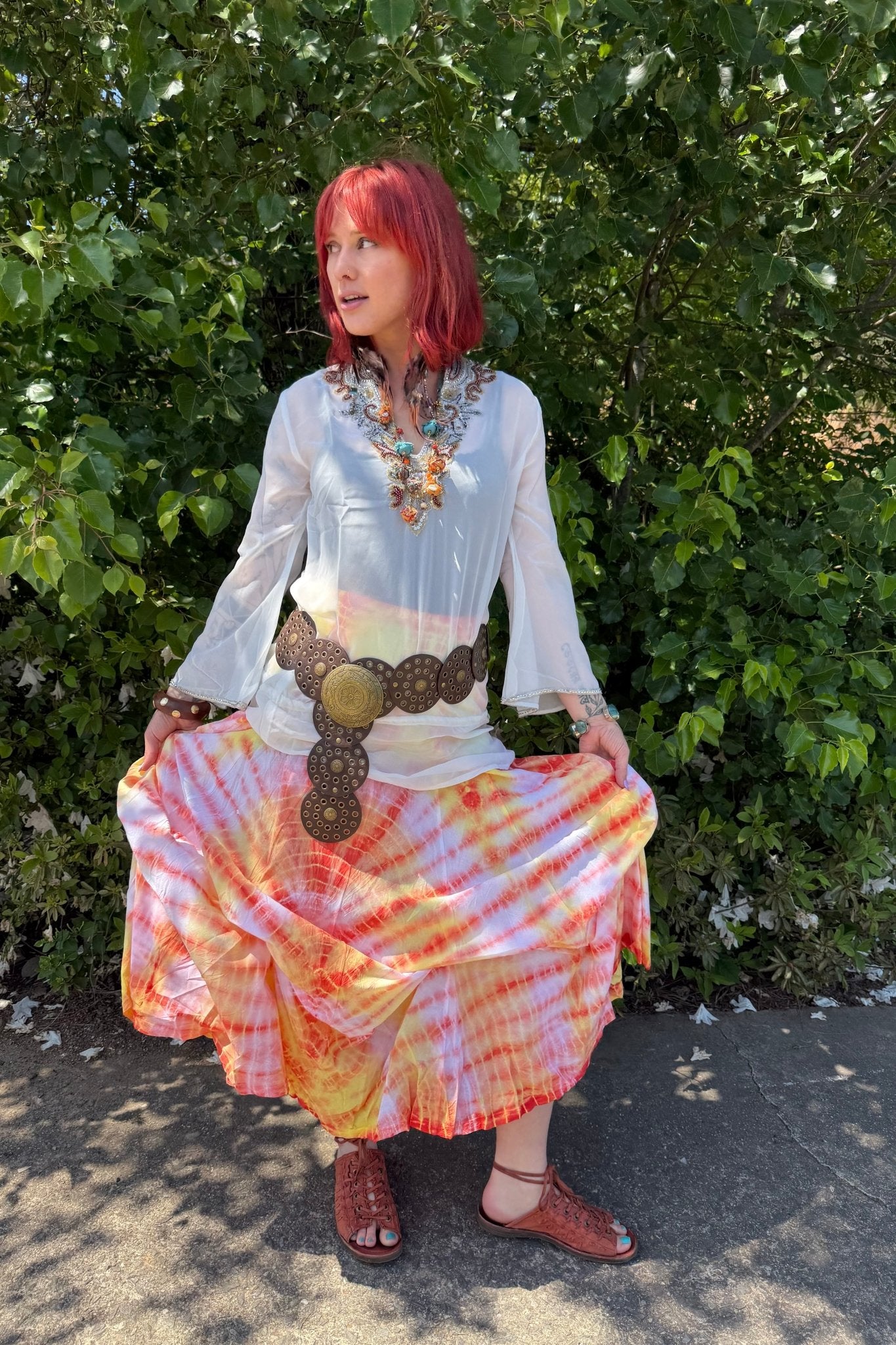 Sheer White Tunic Jeweled Top - ivyandlavyboutique LA Skirts