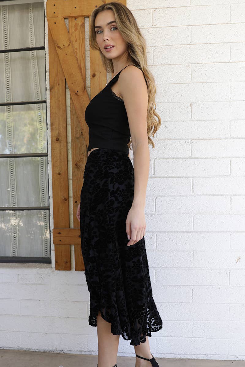 She's Saucy Midi Velvet Skirt - ivyandlavyboutique ANGIE