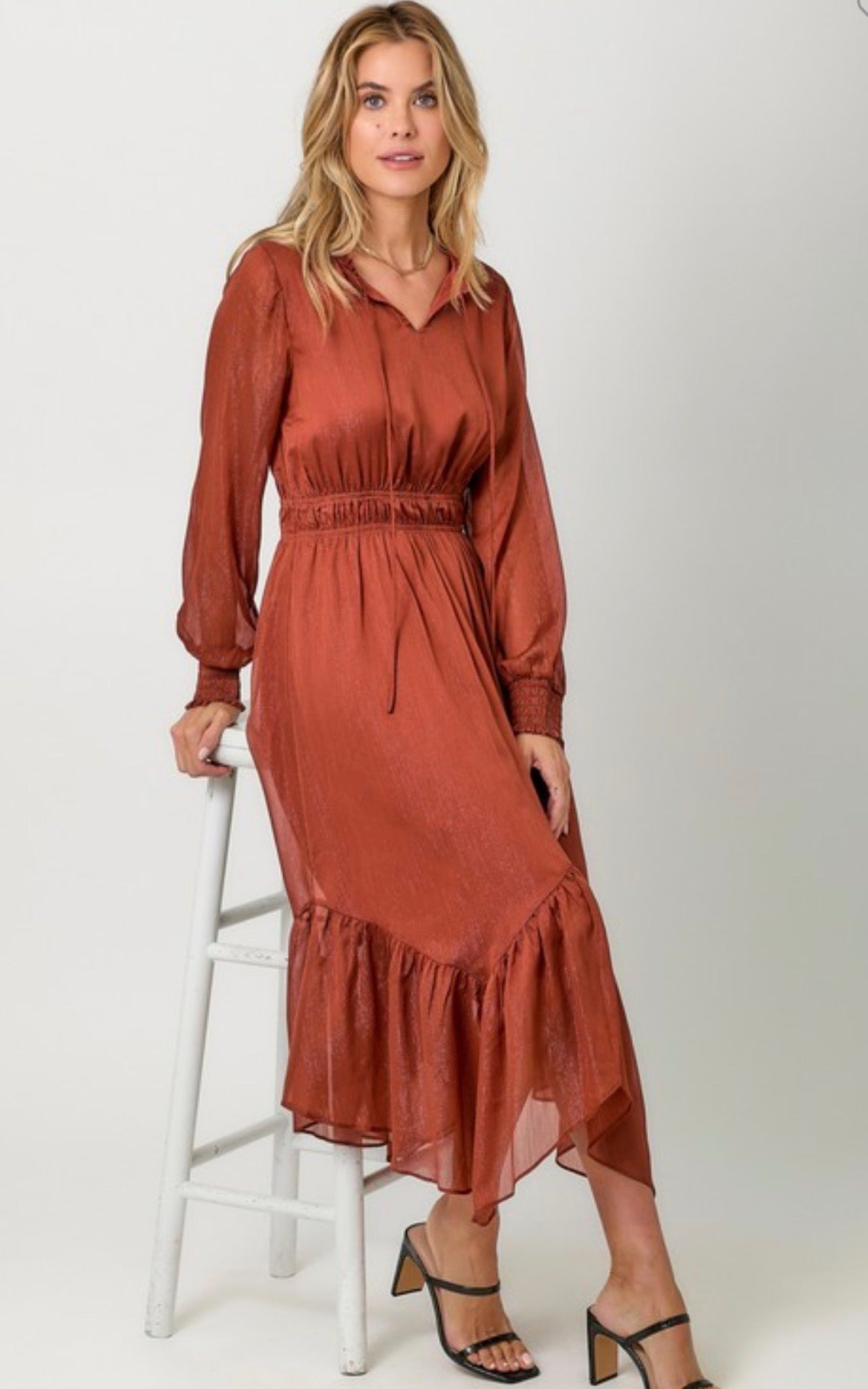 Shiny Chiffon Shark Bite Dress - ivyandlavyboutique ivyandlavyboutique