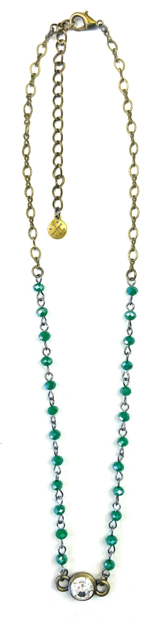 Short & Simple Rosary with Crystal Center Pendant Lime - ivyandlavyboutique Lost & Found Trading