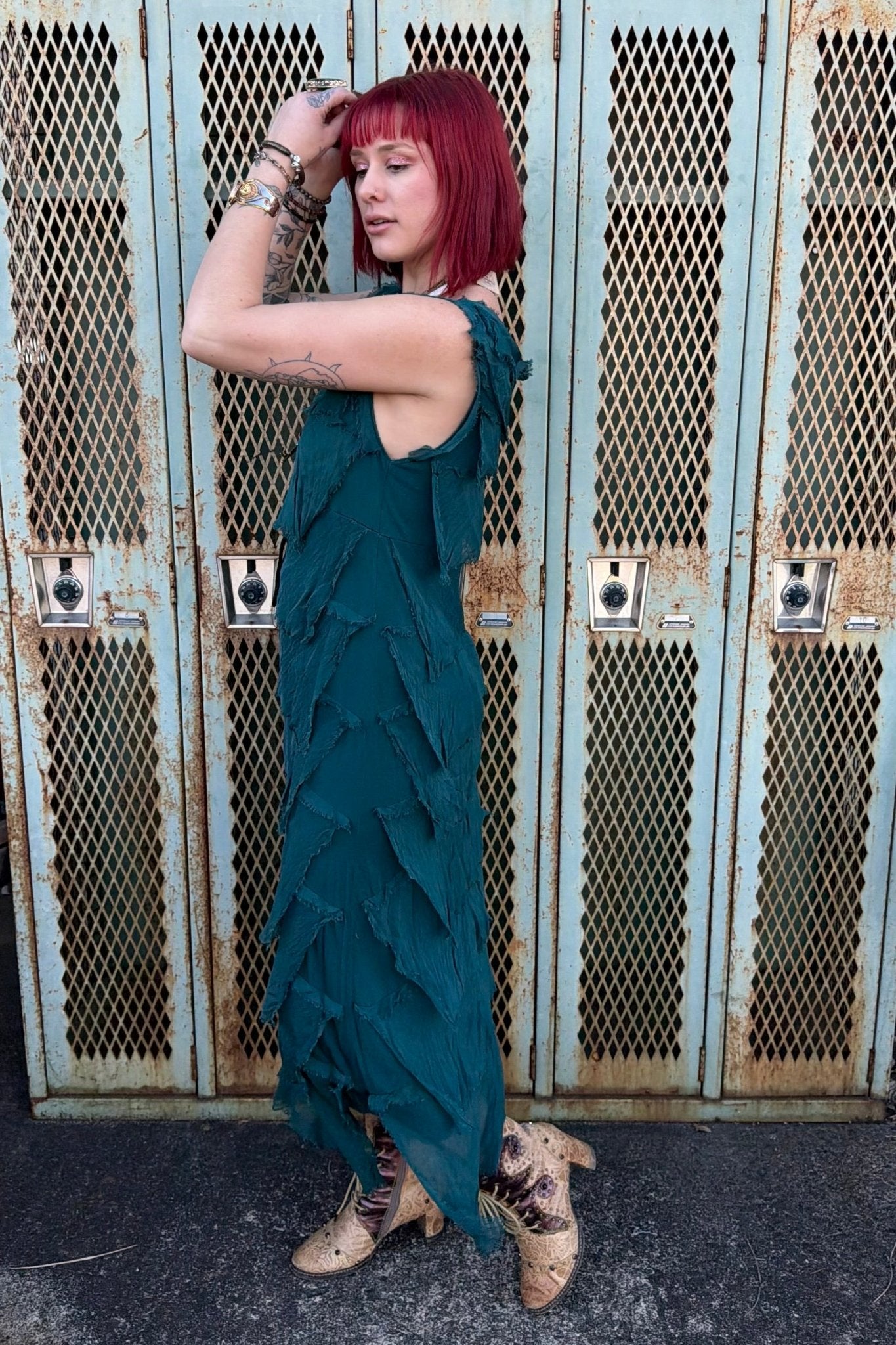 Silk Maxi Ruffle Stunner Dress - ivyandlavyboutique Karamel Collection