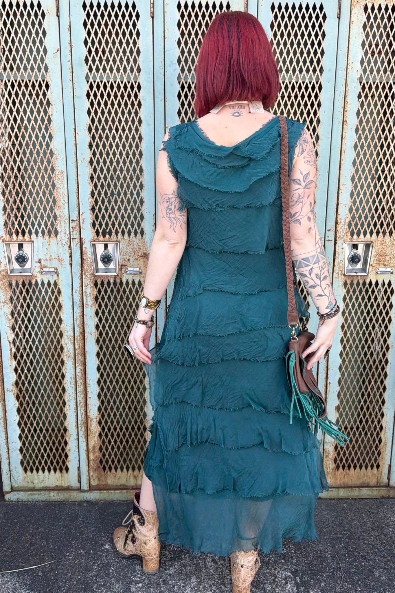 Silk Maxi Ruffle Stunner Dress - ivyandlavyboutique Karamel Collection
