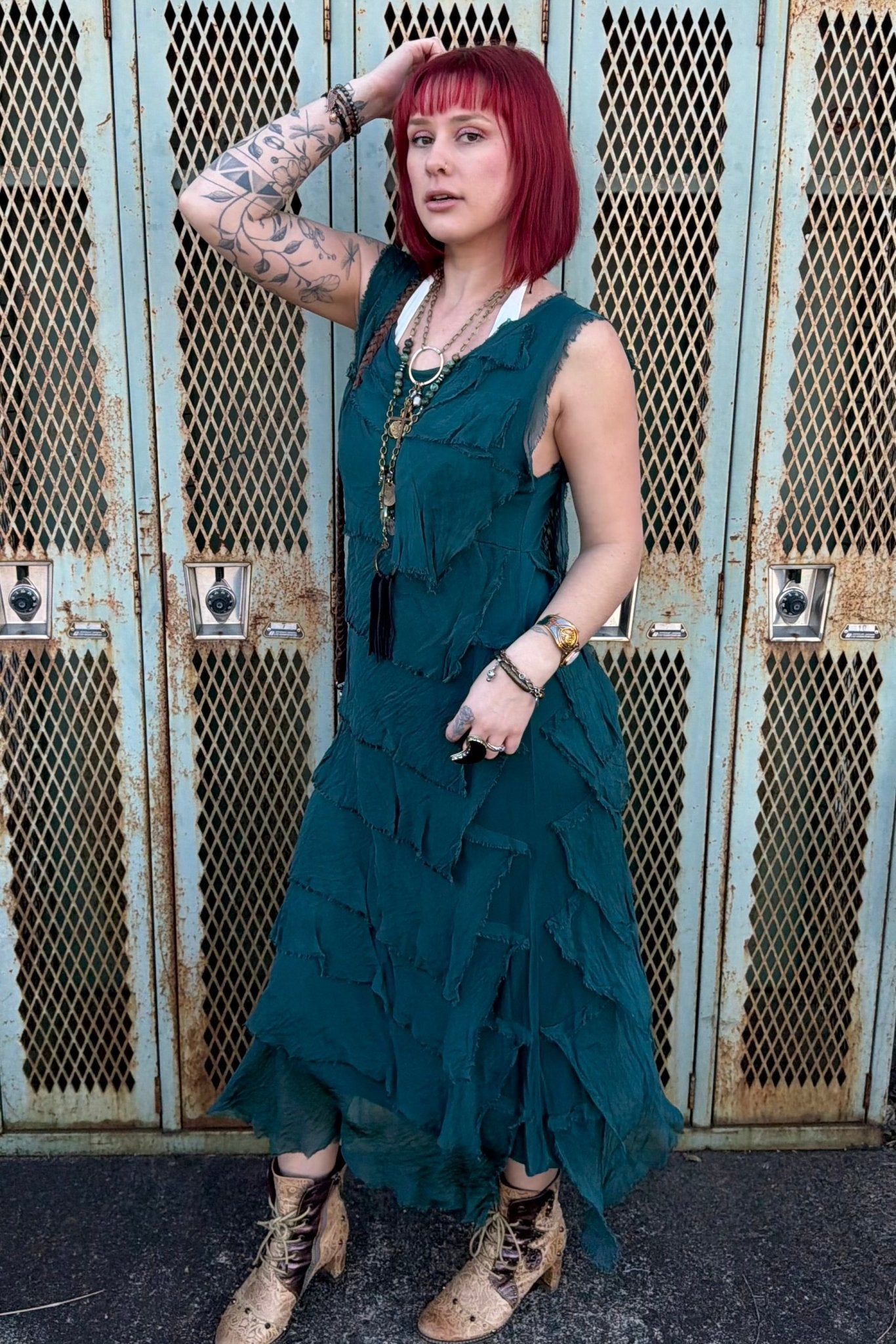 Silk Maxi Ruffle Stunner Dress - ivyandlavyboutique Karamel Collection