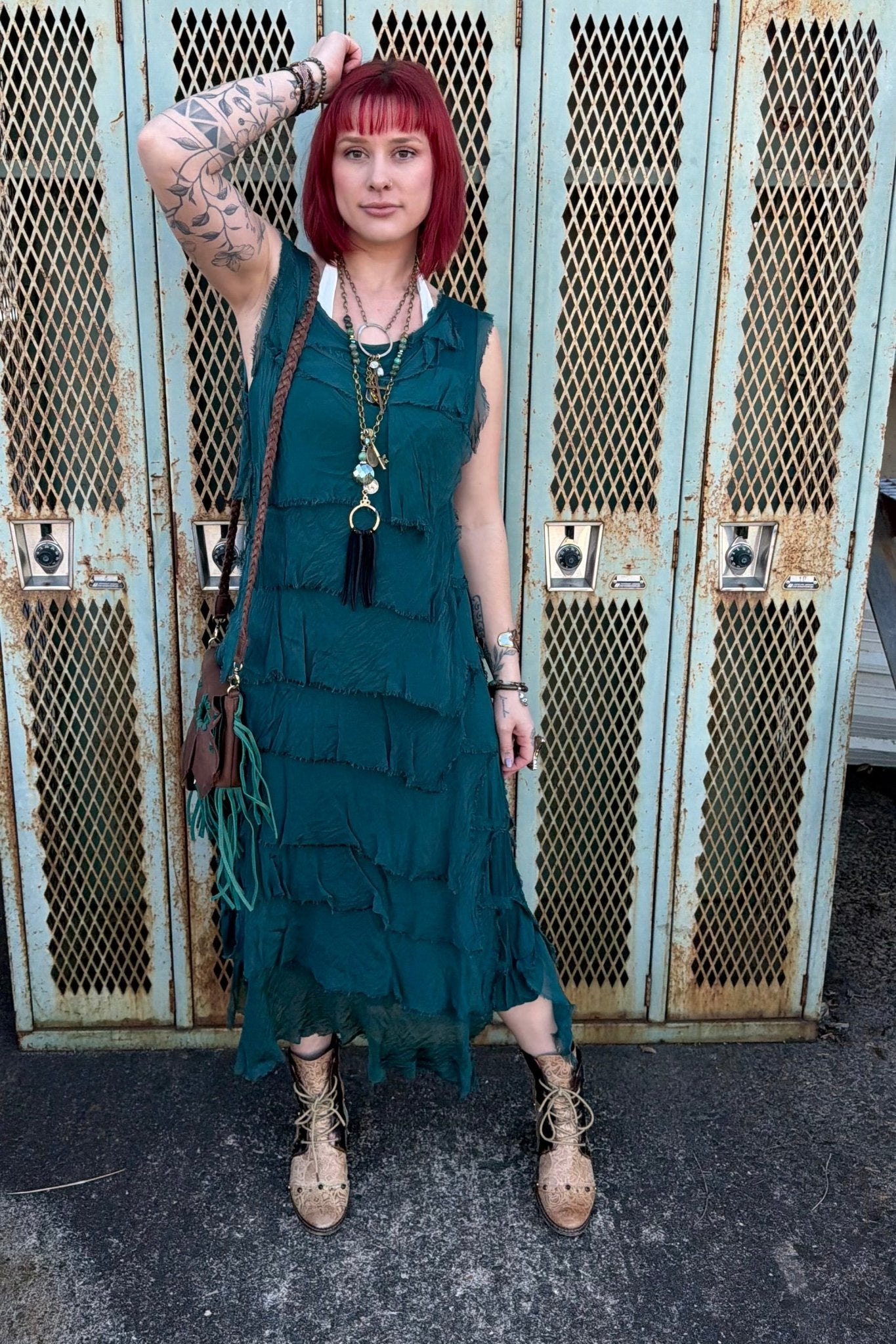 Silk Maxi Ruffle Stunner Dress - ivyandlavyboutique Karamel Collection