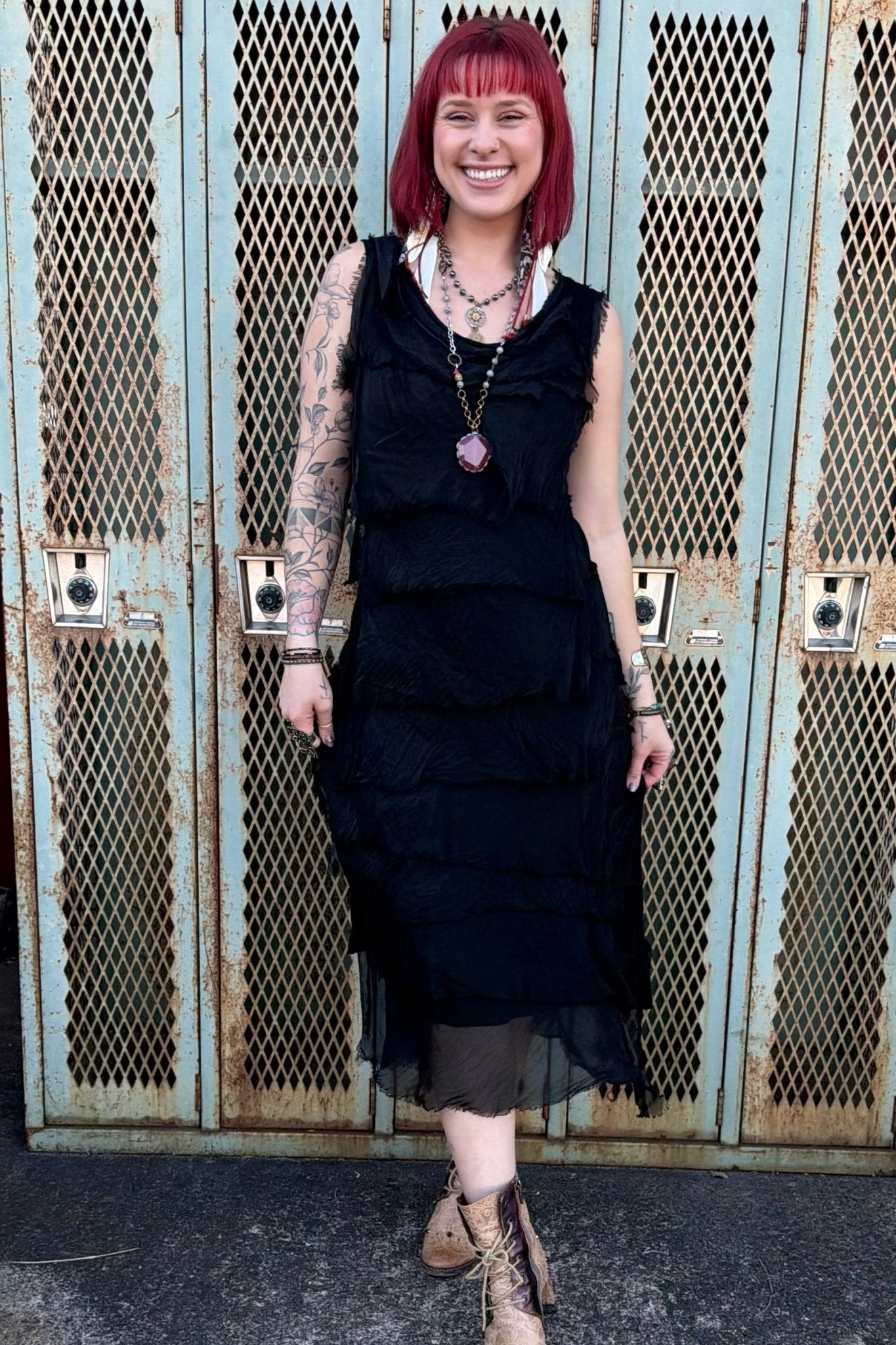 Silk Maxi Ruffle Stunner Dress - ivyandlavyboutique Karamel Collection