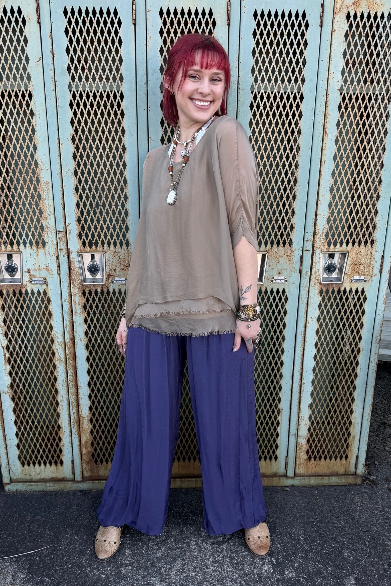 Silk Palazzo Everyday Pant - ivyandlavyboutique Karamel Collection