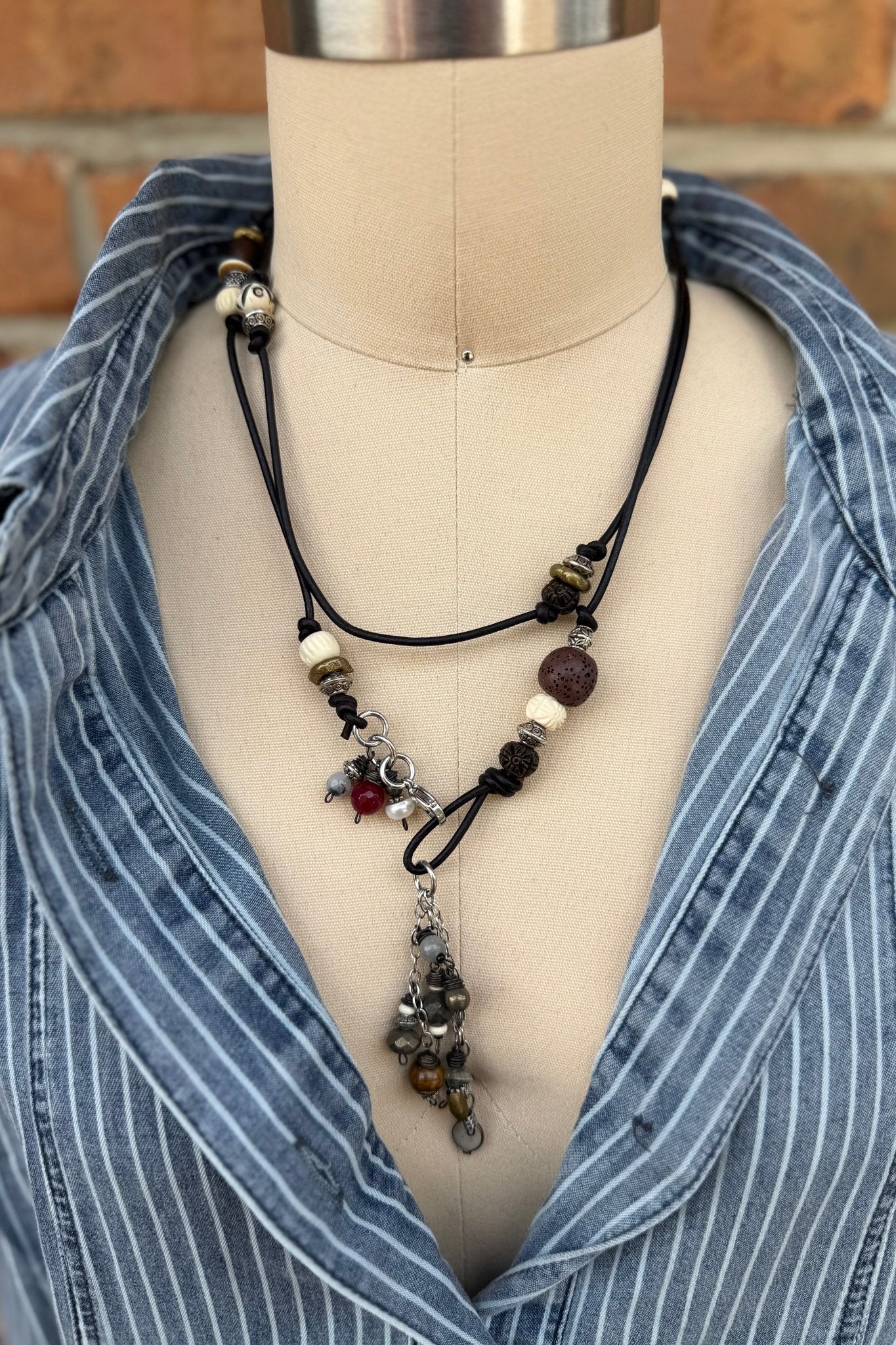 Simple Gem Layered Leather Necklaces - ivyandlavyboutique ivyandlavyboutique