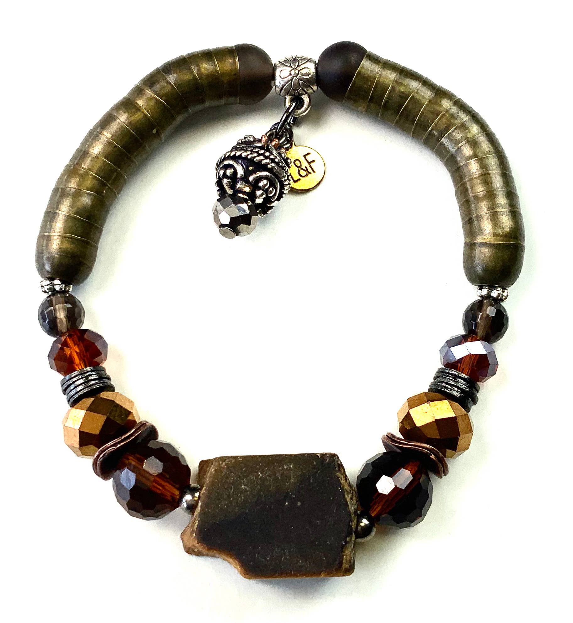 Single STD. Beaded Stretch Bracelet with Stone - ivyandlavyboutique Lost & Found Trading