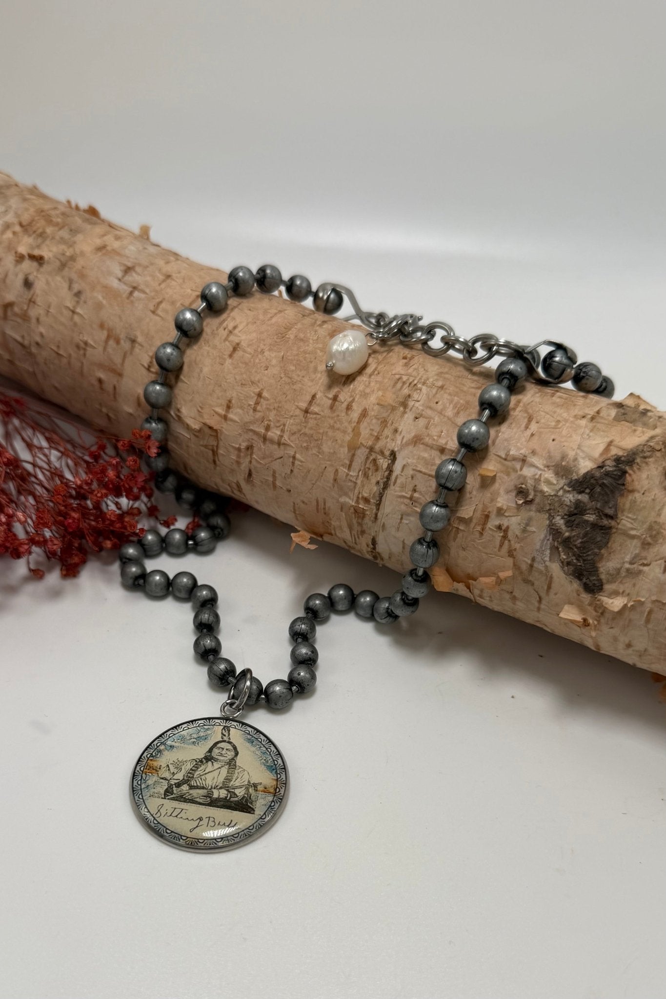 Sitting Bull Large Circle Distressed Pendant Necklace - ivyandlavyboutique Spirit Lala