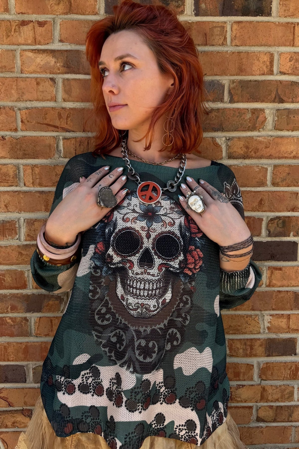 Skull Printed Sweater - ivyandlavyboutique LOOWIE