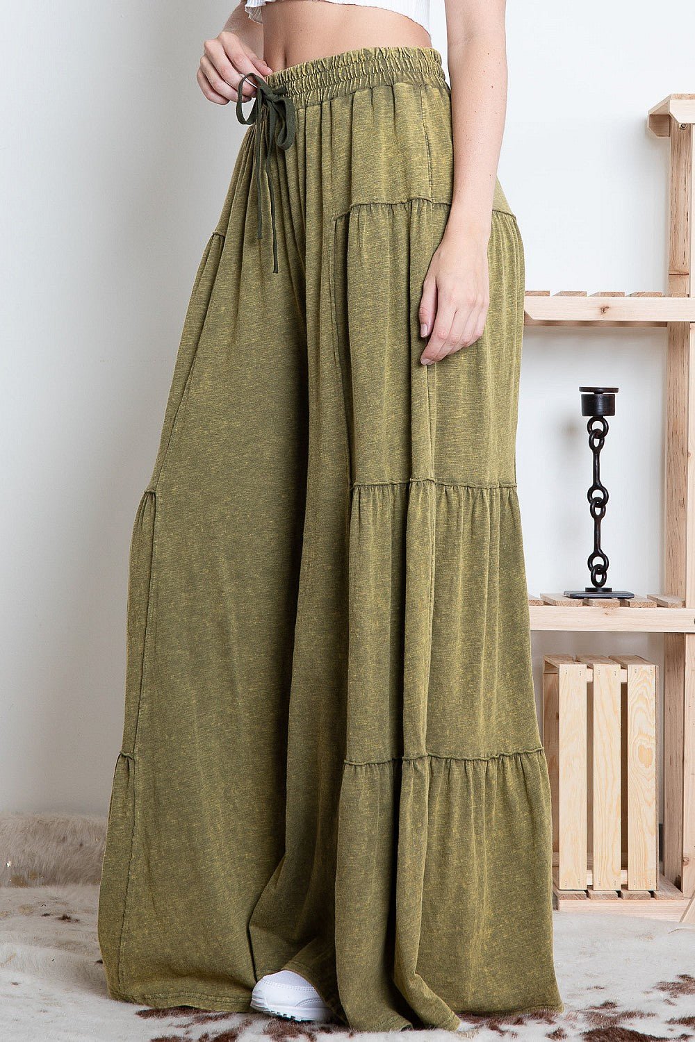 So Boho Tiered Wide Leg Pant - ivyandlavyboutique Blue Velvet