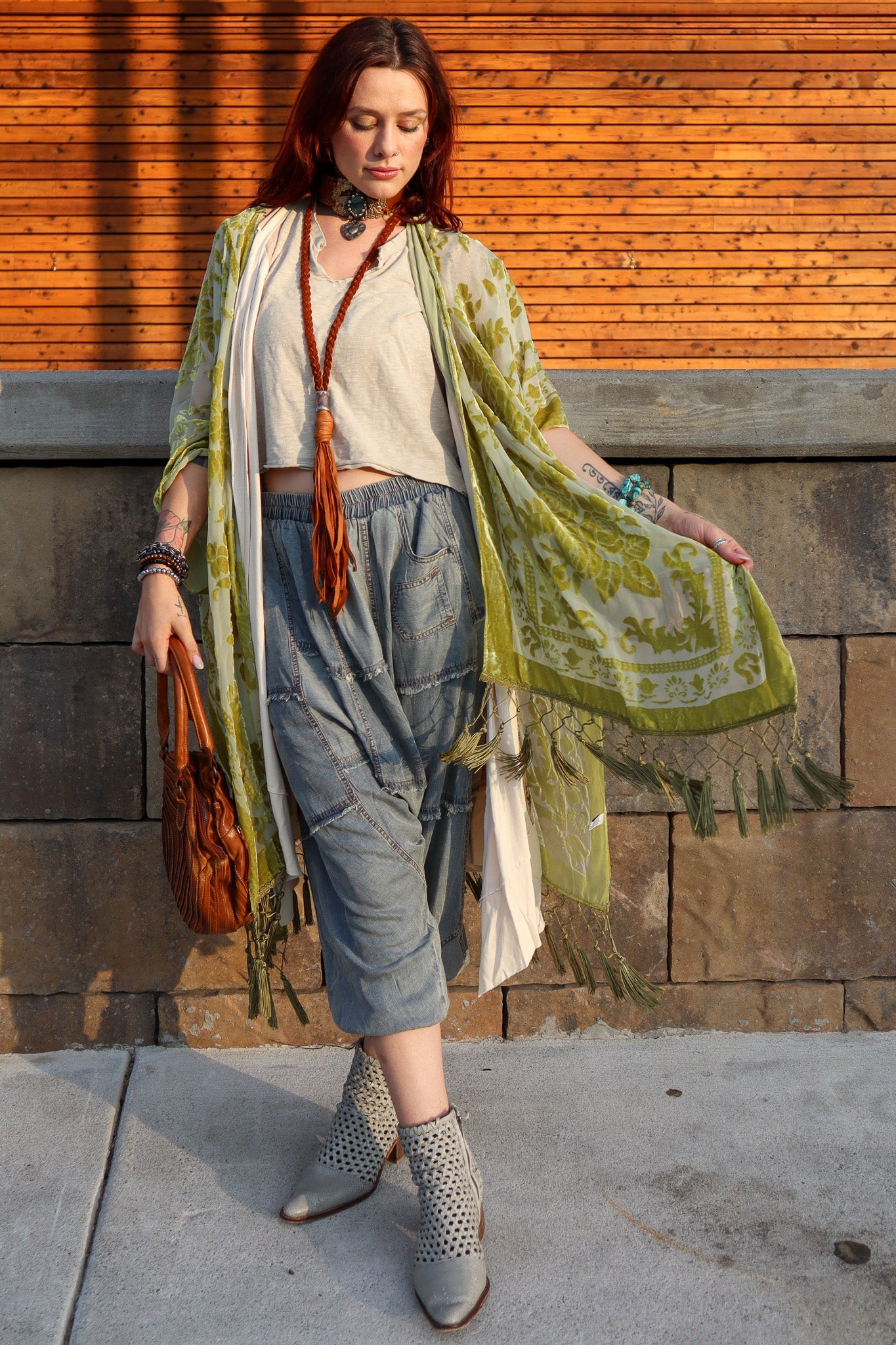 So Chic Boho Braided Leather Tassel Necklace - ivyandlavyboutique Art by Amy