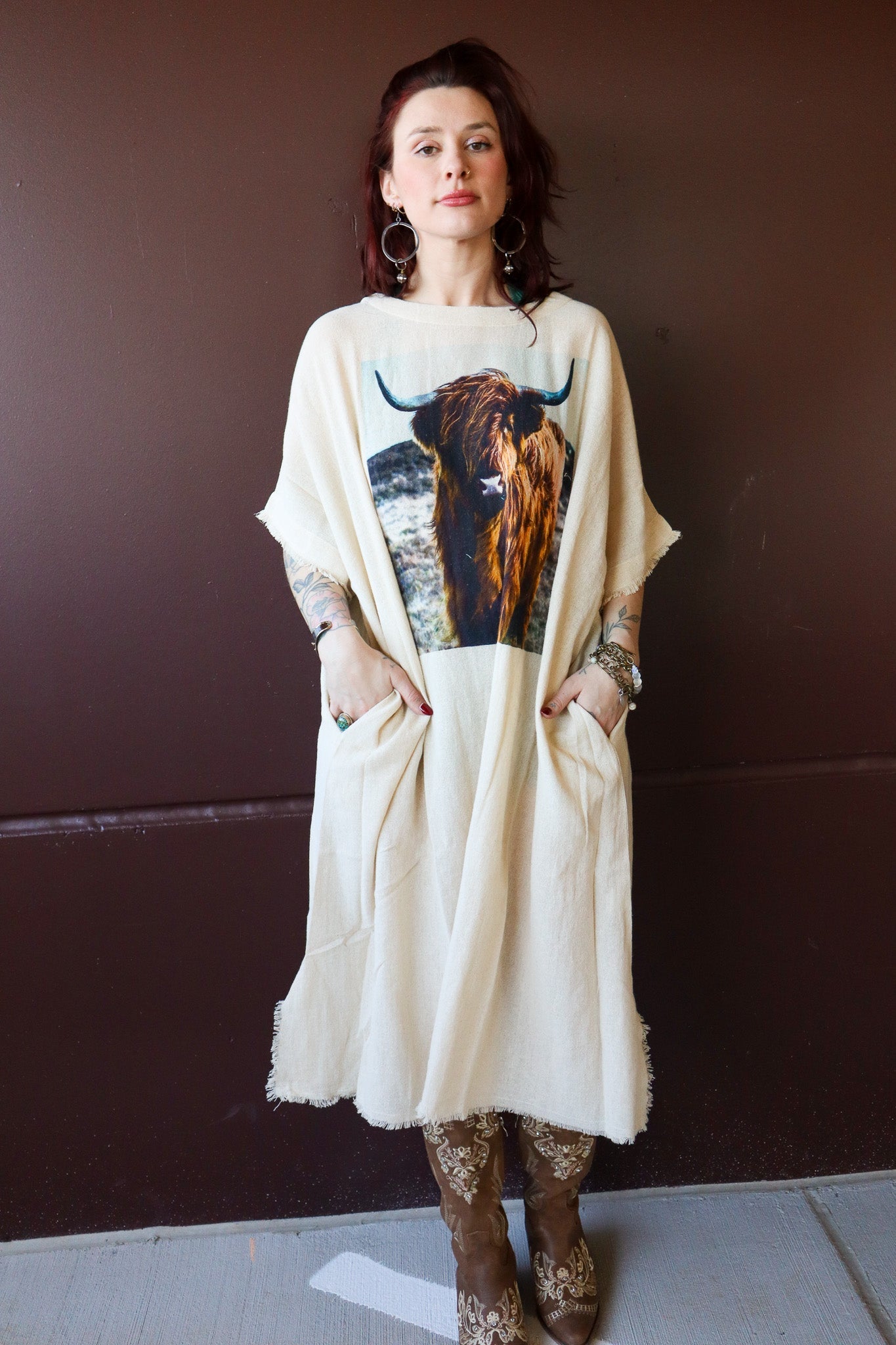So Simple So Boho Kaftan Dress in Highlander Graphic - ivyandlavyboutique LeParisPetit by I Love Linen