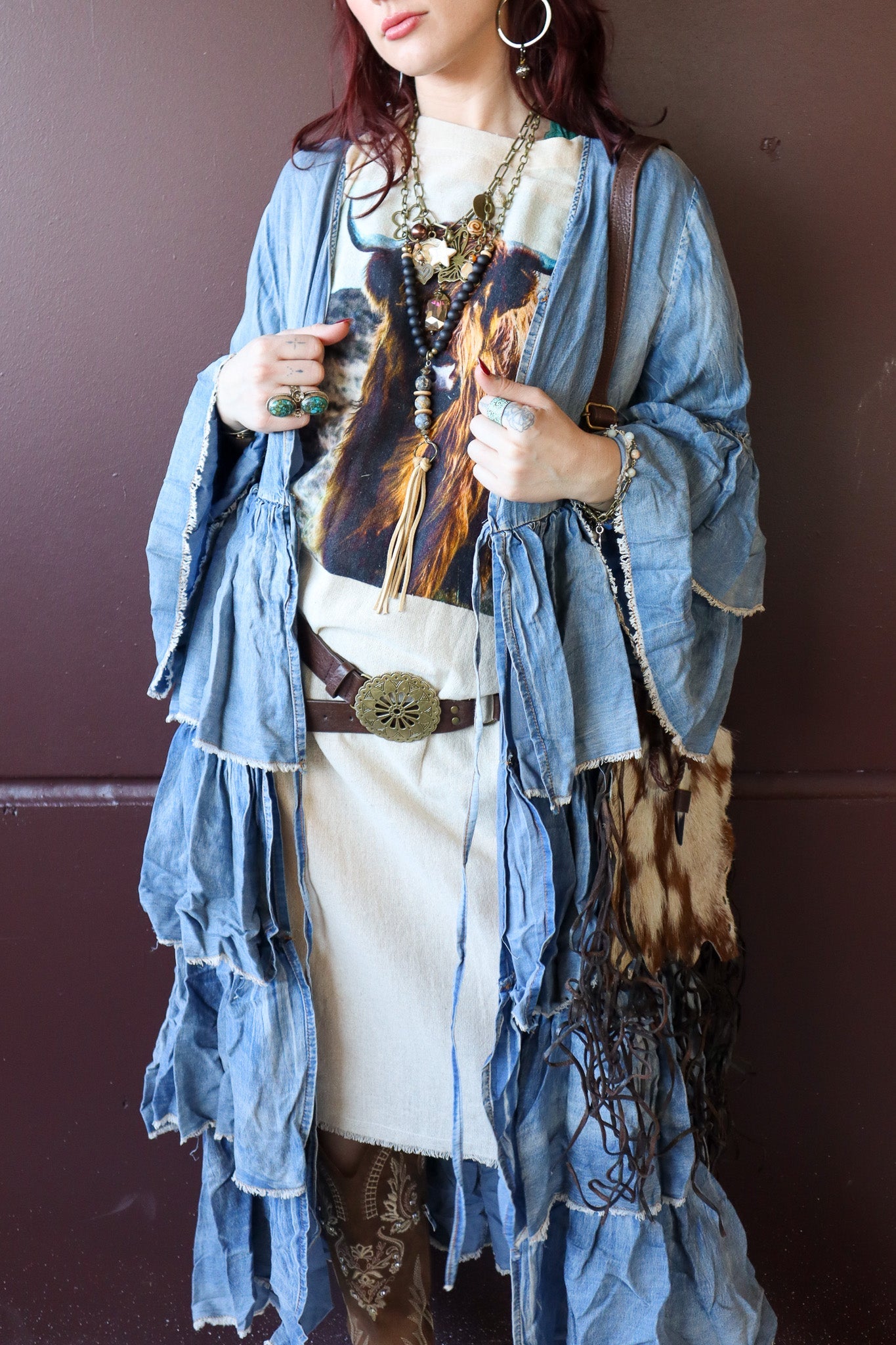 So Simple So Boho Kaftan Dress in Highlander Graphic - ivyandlavyboutique LeParisPetit by I Love Linen