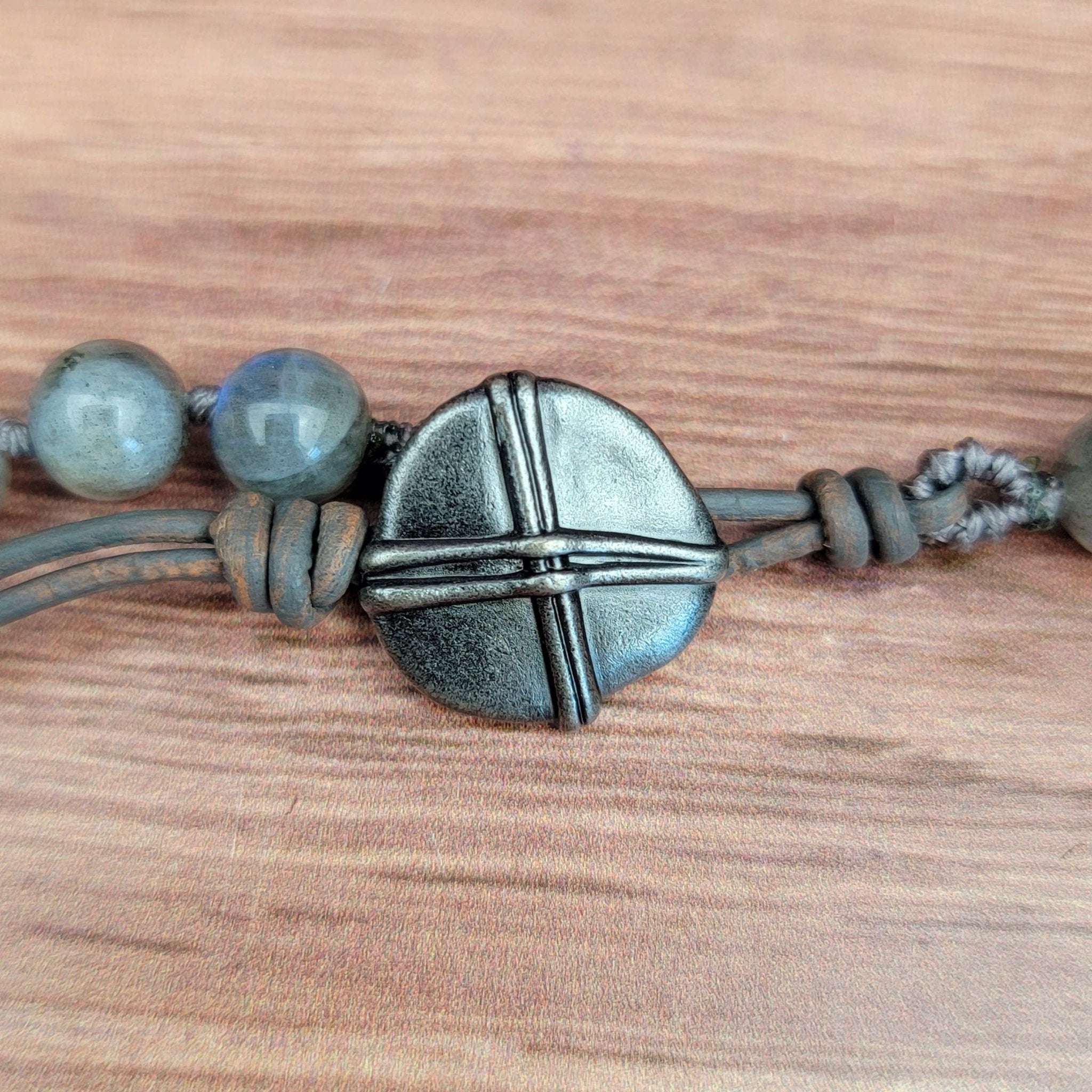 Soldered Labradorite Evil Eye Pendant Beaded Necklace - ivyandlavyboutique ZINC Designs