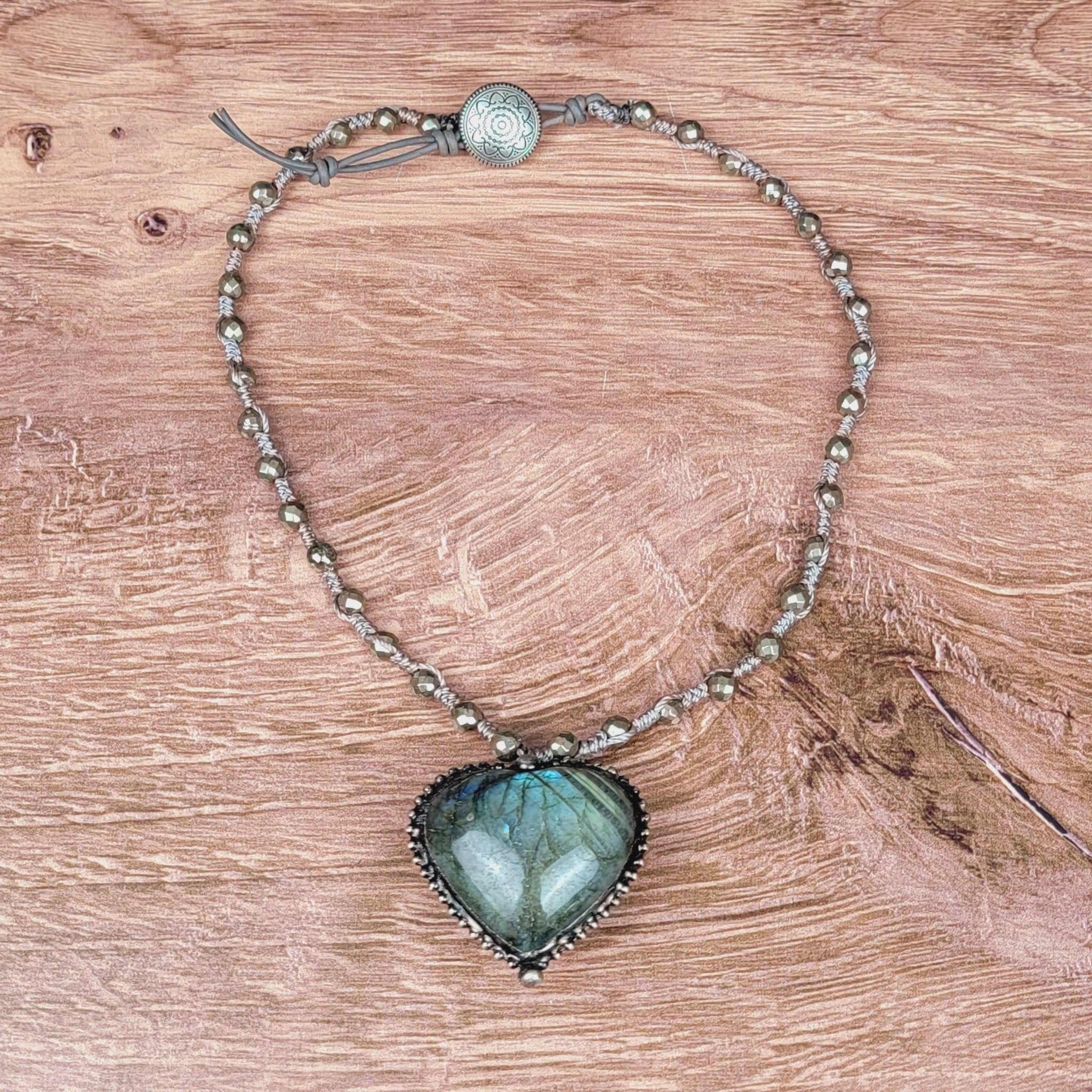 Soldered Labradorite Heart Pendant Necklace - ivyandlavyboutique ZINC Designs