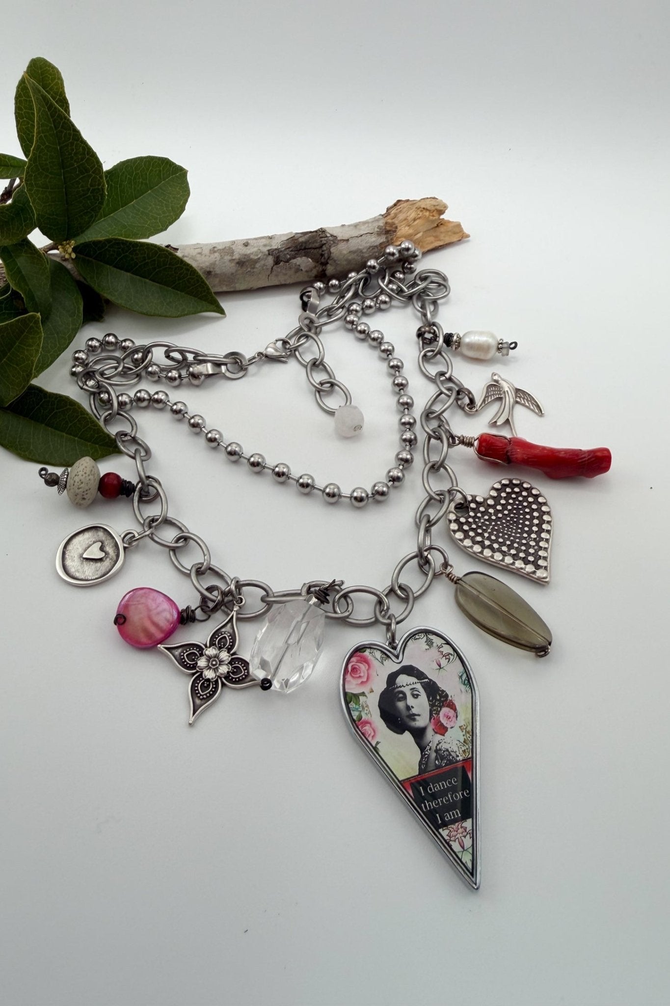Spirit Lala: "Explore Dream Discover" Large Heart Charm Necklace - ivyandlavyboutique Spirit Lala