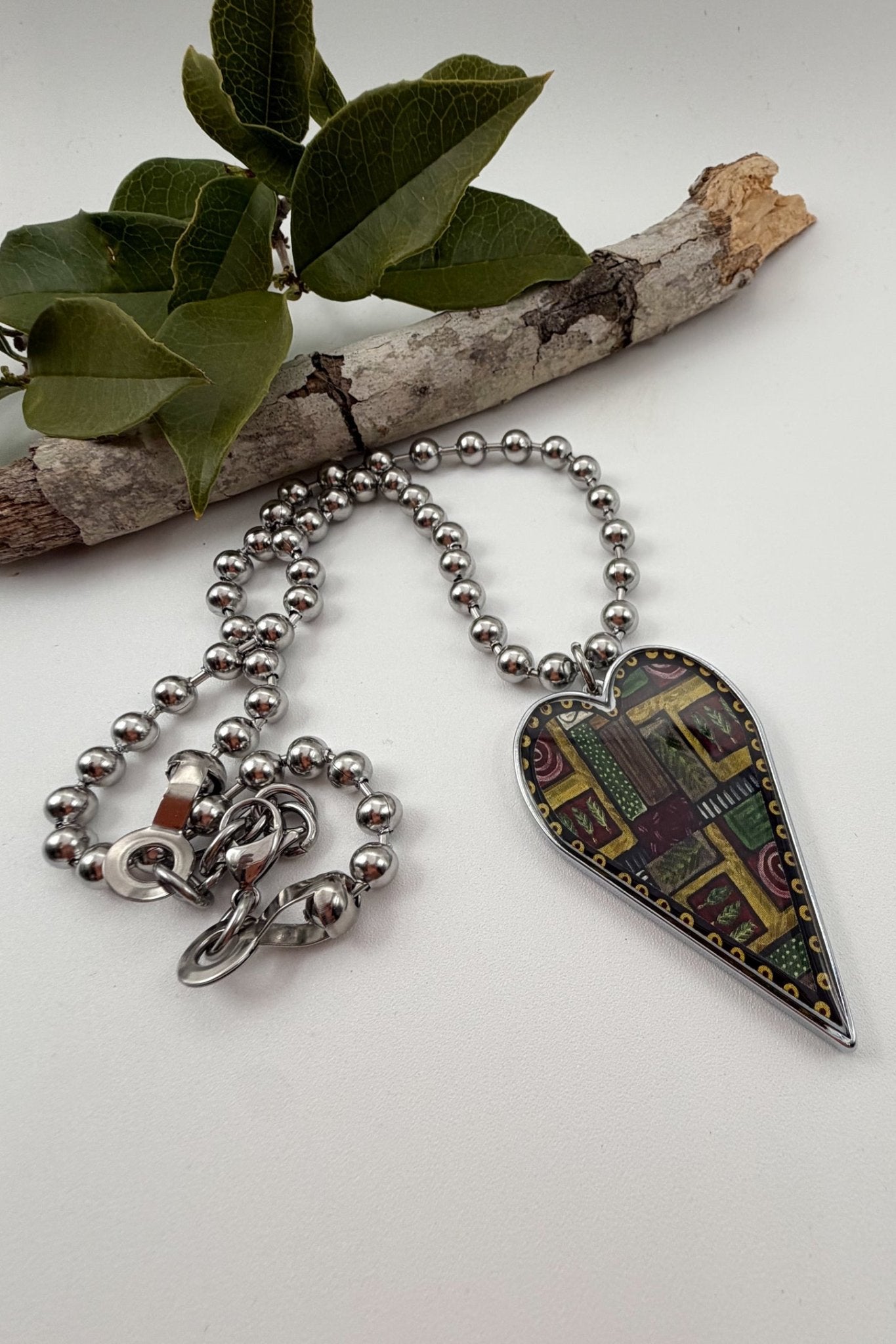 Spirit Lala: Large Abstract Art Heart Pendant Necklace - ivyandlavyboutique Spirit Lala