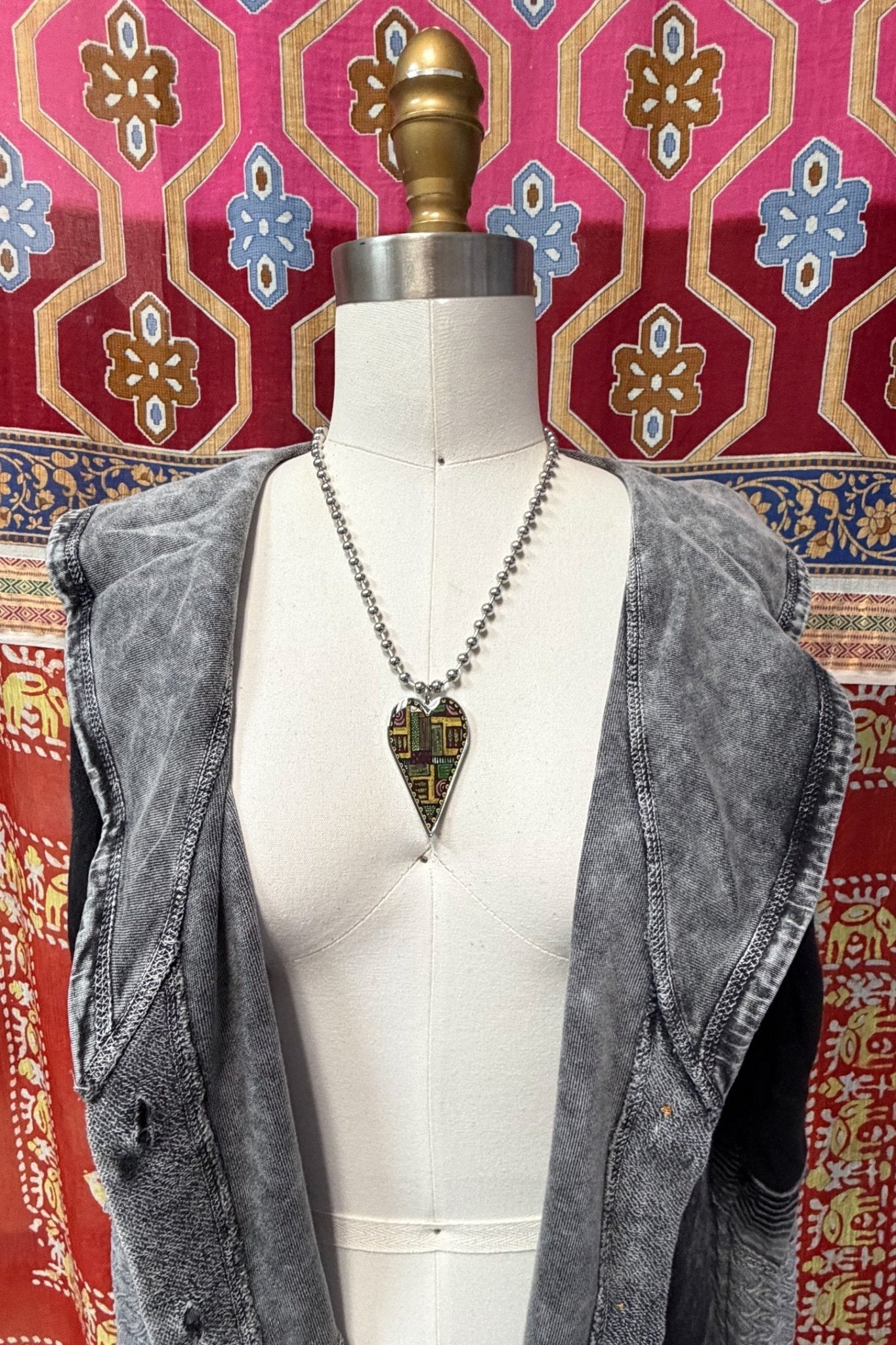 Spirit Lala: Large Abstract Art Heart Pendant Necklace - ivyandlavyboutique Spirit Lala