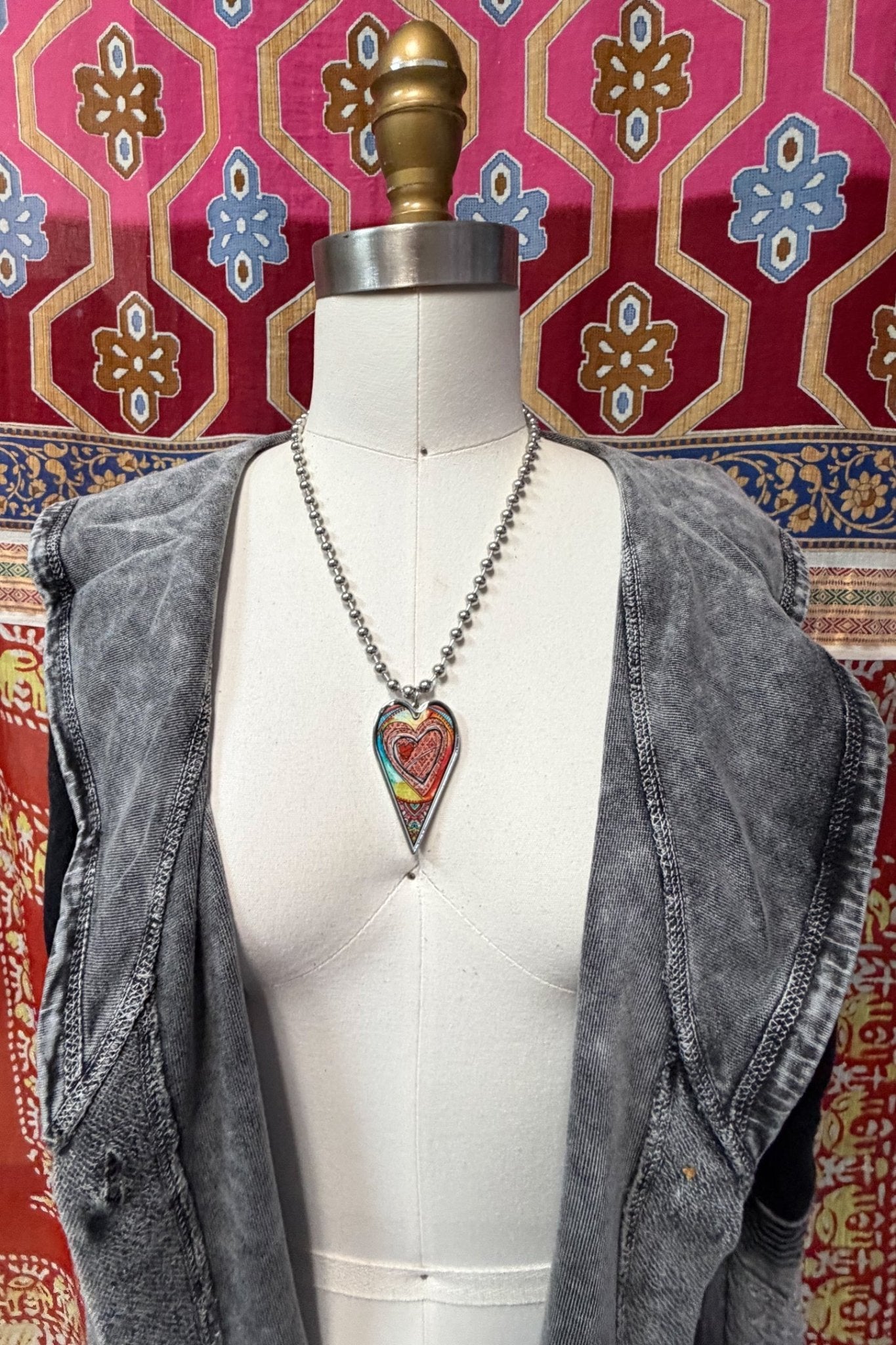 Spirit Lala: Large Colorful Abstract Heart Pendant Necklace - ivyandlavyboutique Spirit Lala