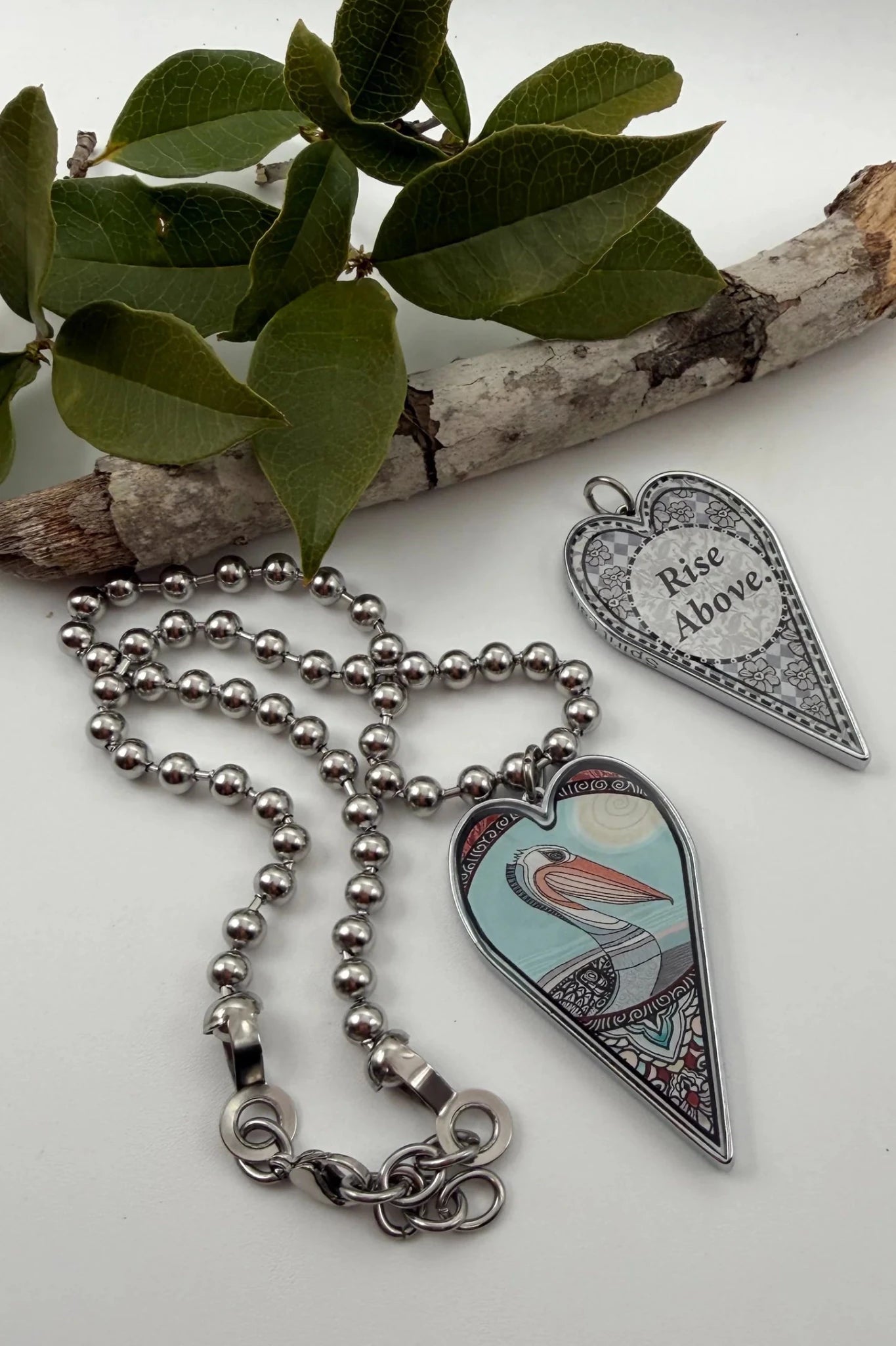 Spirit Lala: Large Pelican Heart Pendant Necklace - ivyandlavyboutique Spirit Lala