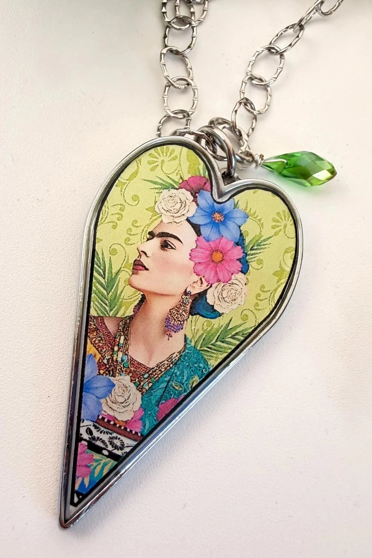 Spirit Lala: Long Heart Green Floral Frida Necklace - ivyandlavyboutique Spirit Lala