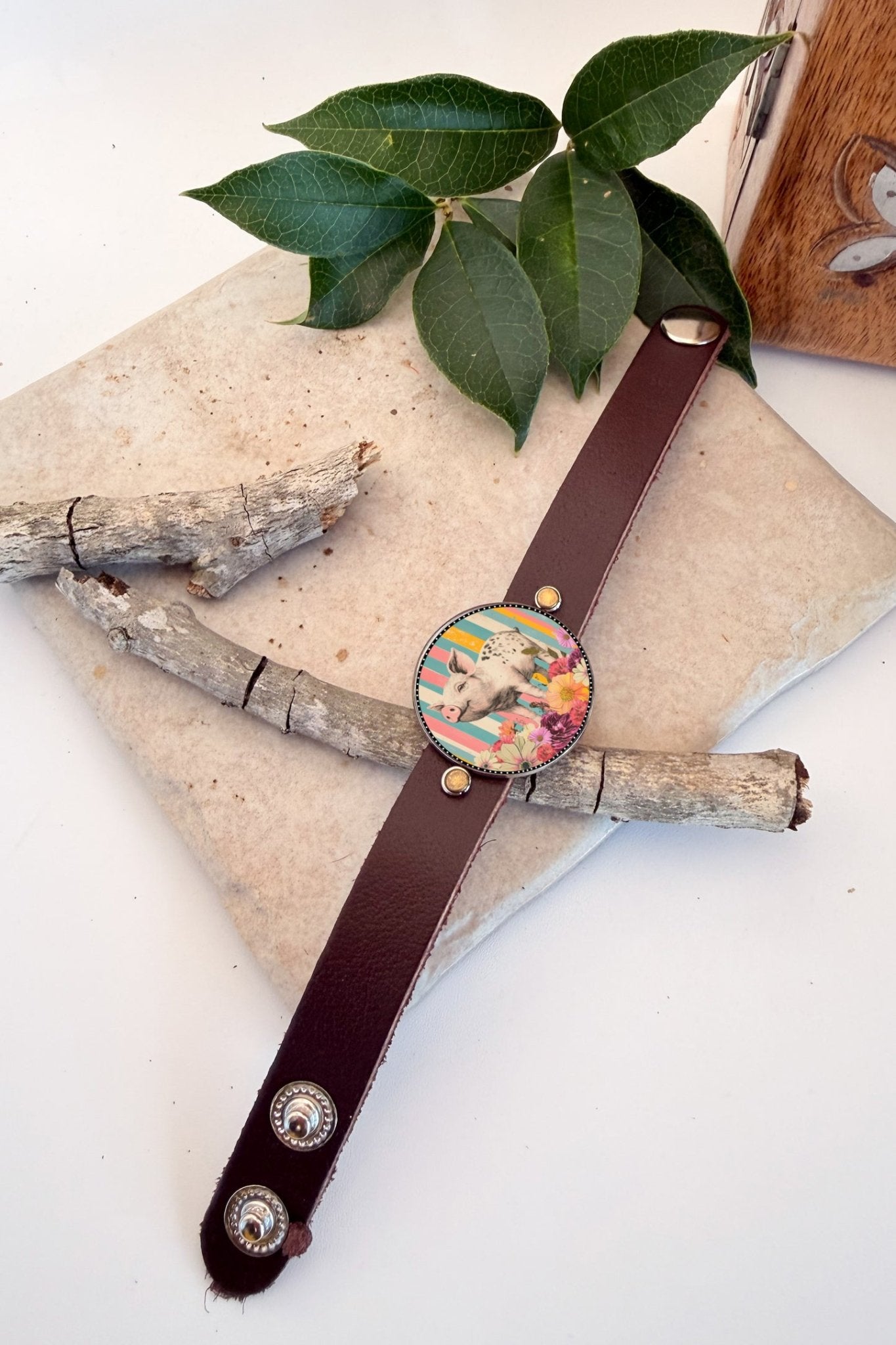 Spirit Lala: Pig Pop Art Cuff Bracelet - ivyandlavyboutique Spirit Lala