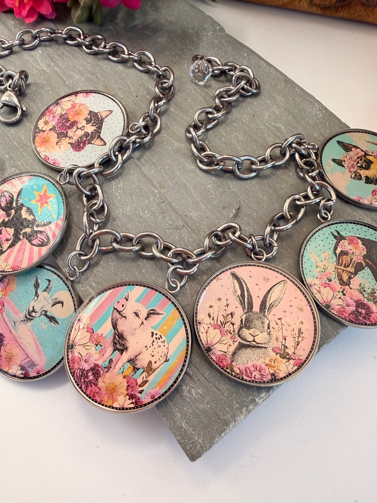Spirit Lala: Pop Animal Art 7 Circle Necklace - ivyandlavyboutique Spirit Lala