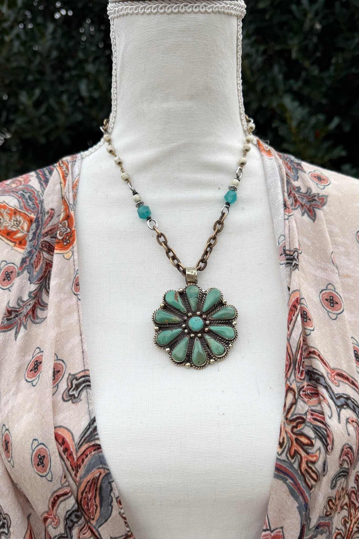 Squash Blossom Blue Statement Necklace - ivyandlavyboutique ivyandlavyboutique