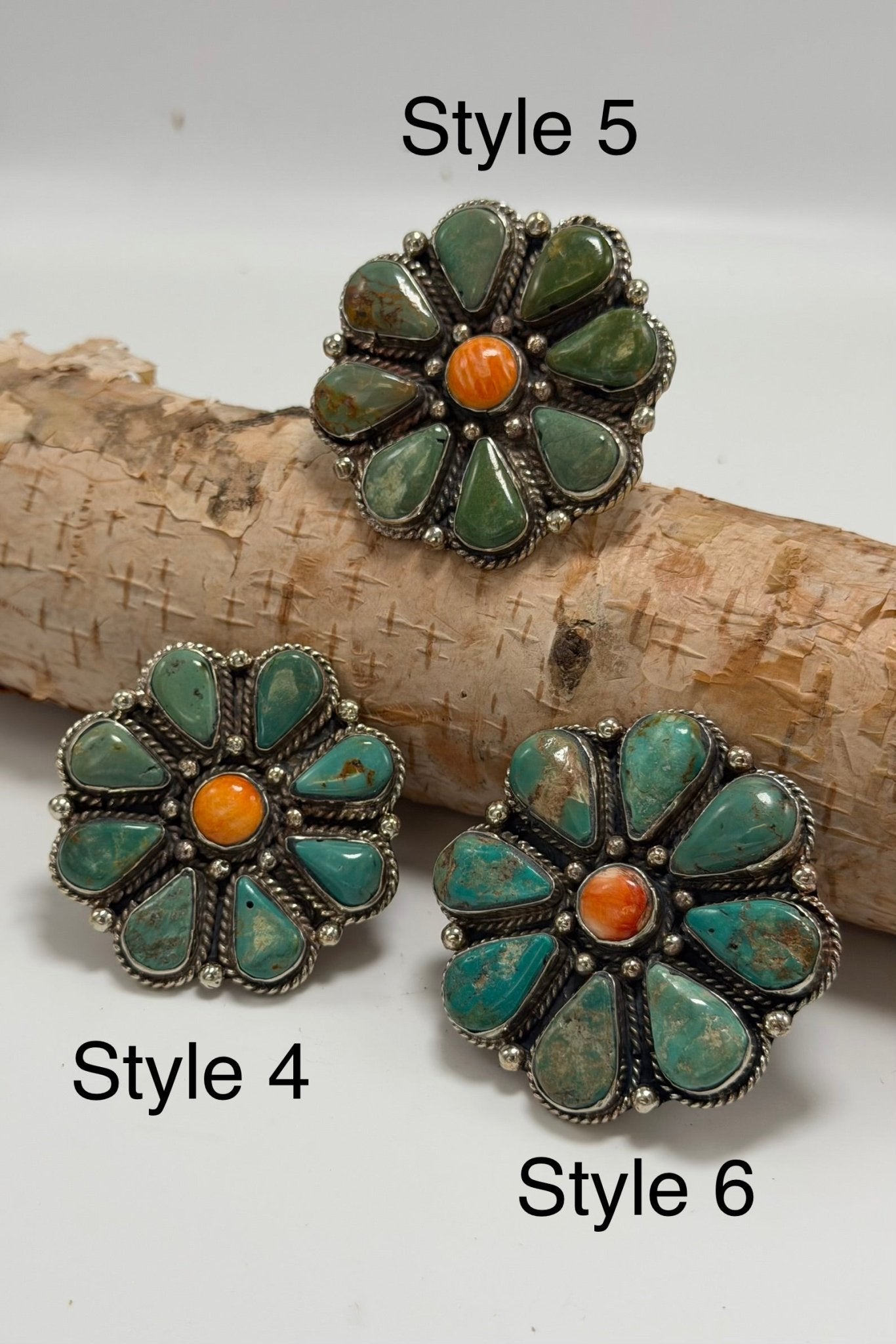 Squash Blossom Turquoise & Orange Flower Ring - ivyandlavyboutique ivyandlavyboutique