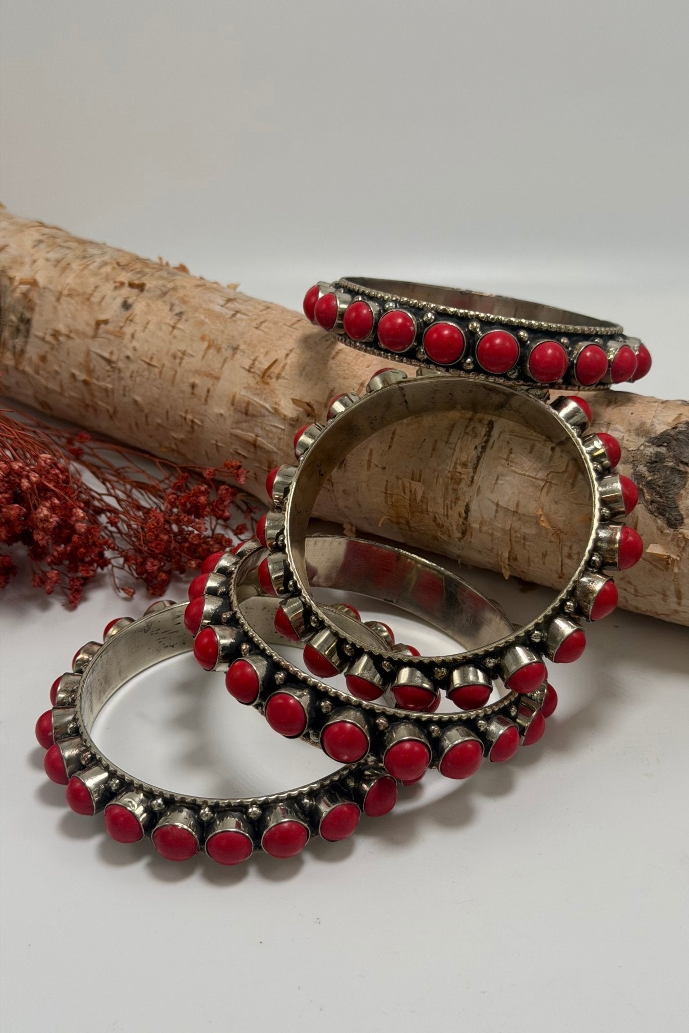 Stack them Up Bangles - Red Howlite Beads - ivyandlavyboutique ivyandlavyboutique