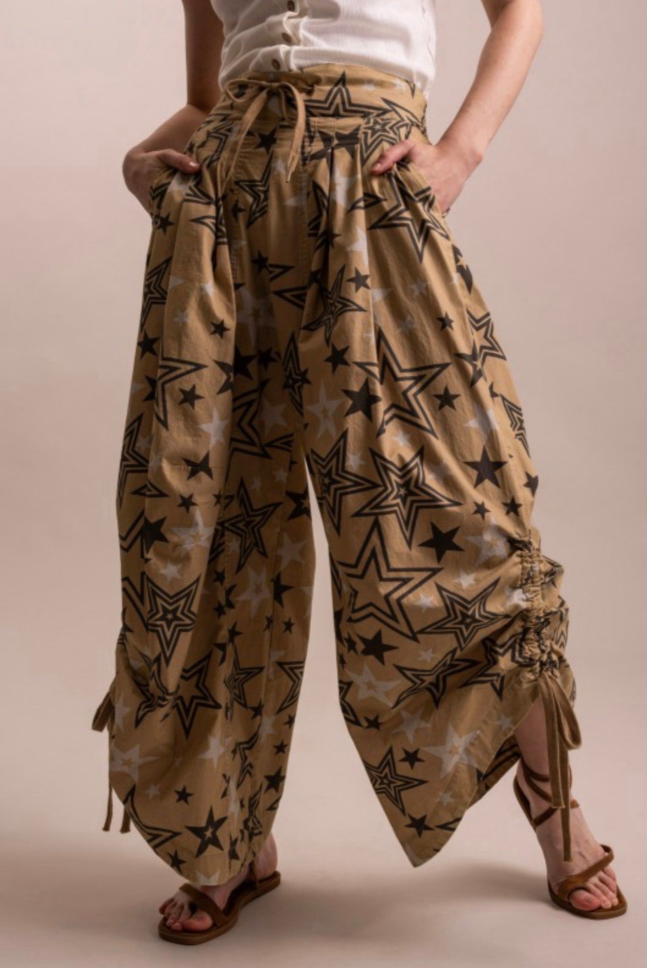 Star Dazer Tie Knot Parachute Pants - ivyandlavyboutique Blue Velvet