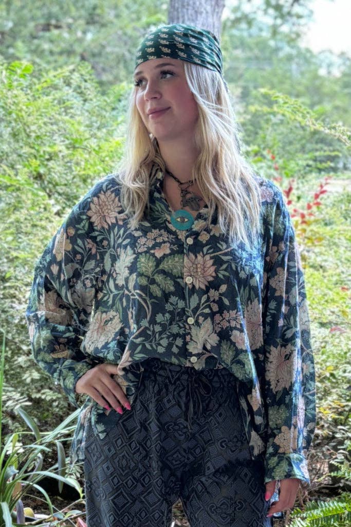 Star Gazing Top - Blue Floral - ivyandlavyboutique Jaded Gypsy