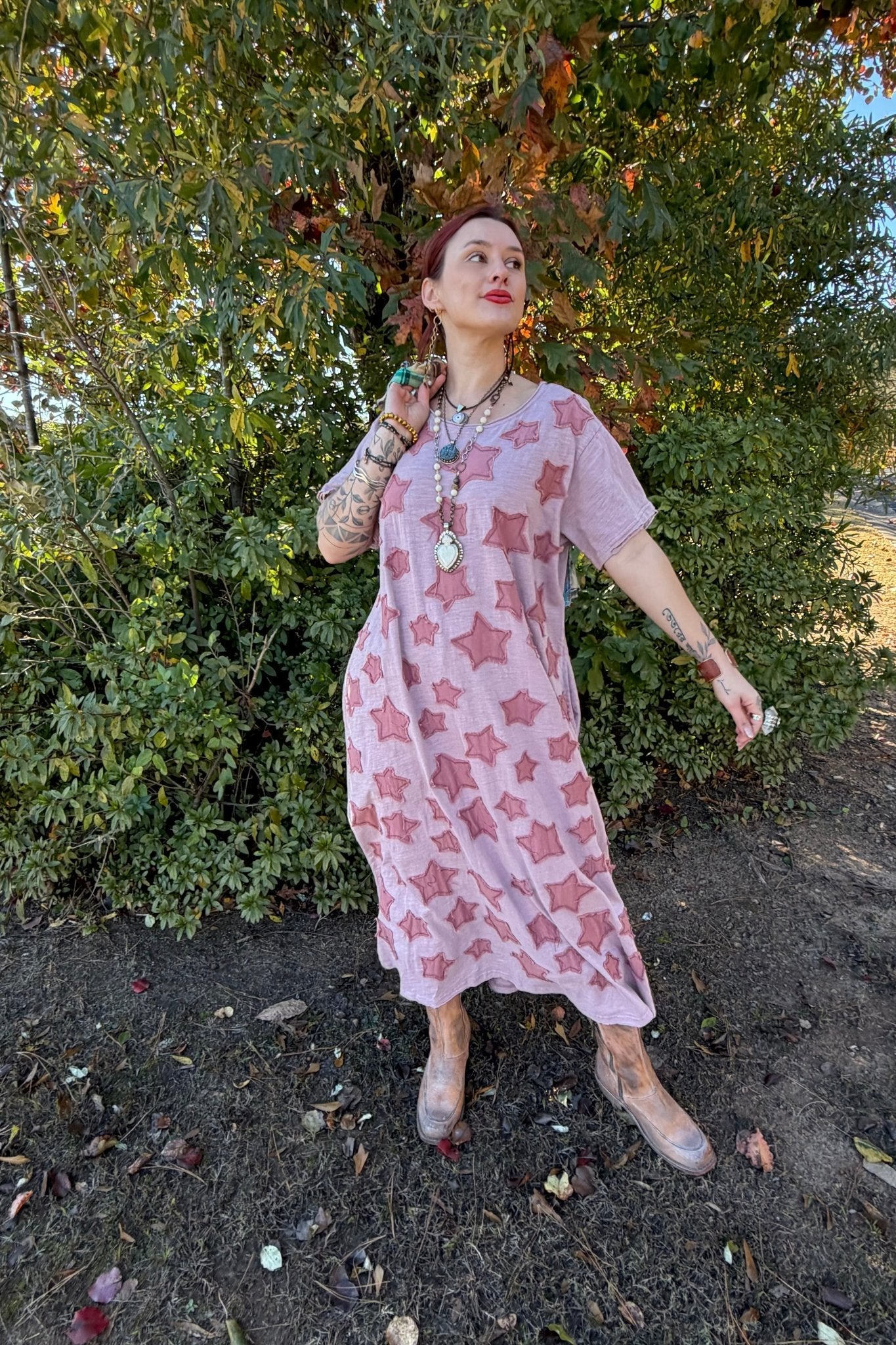 Star Patchwork Short Sleeve Dress - ivyandlavyboutique Blue Velvet