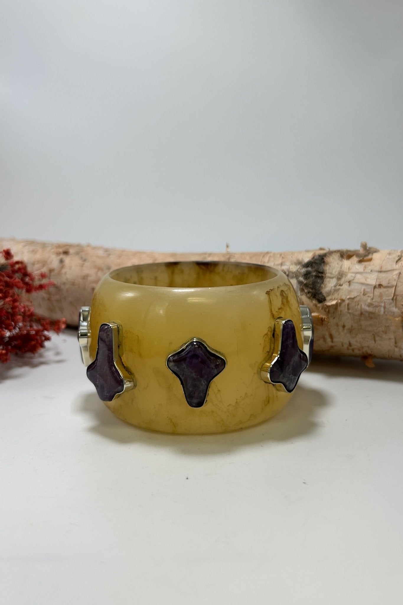 Statement Bangle in Yellow Vintage - ivyandlavyboutique ivyandlavyboutique