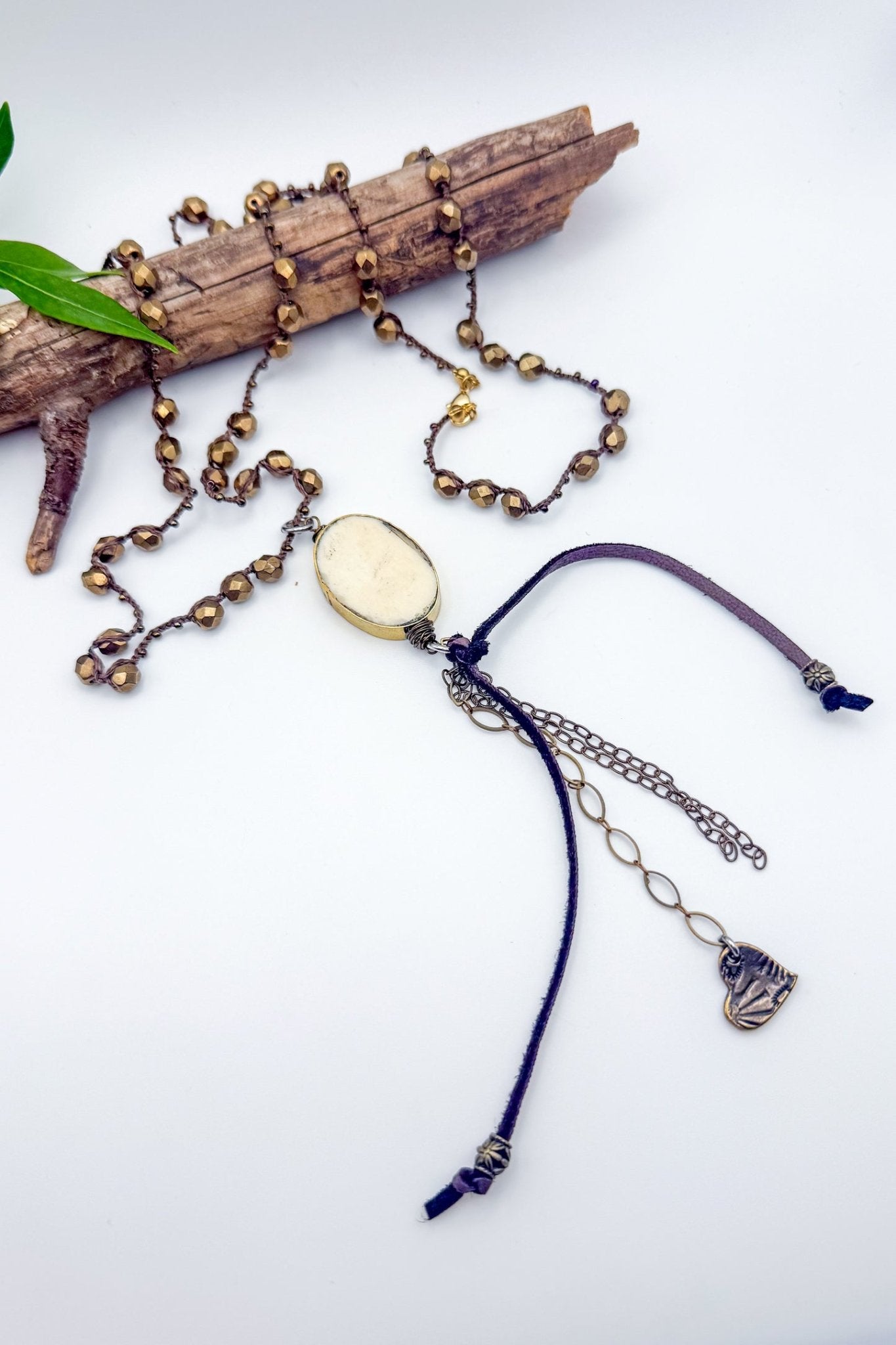 Statement Long Bone Pendant Drop Necklace - ivyandlavyboutique Spirit Lala