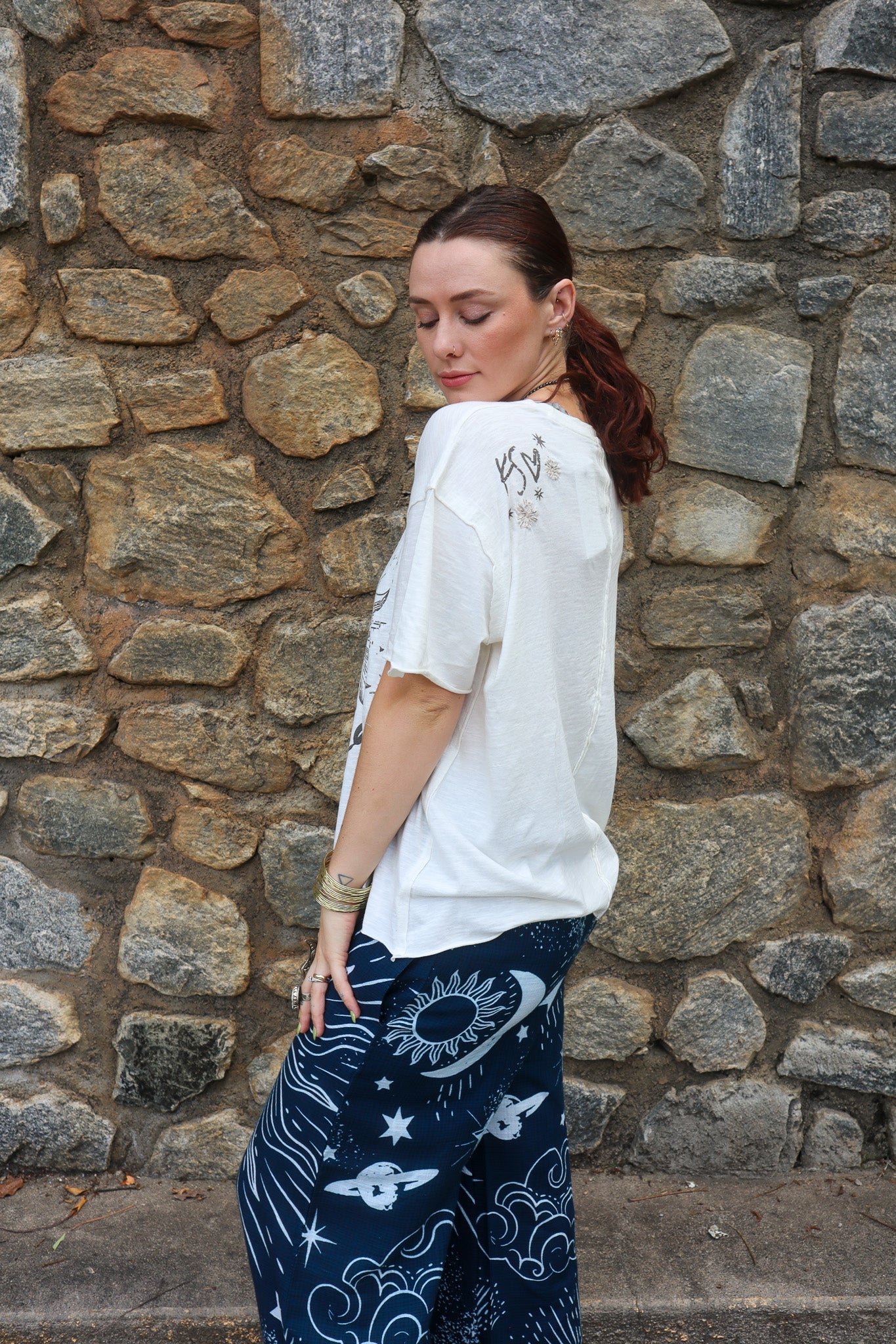 Stay Golden Tee w/ Embroidery - ivyandlavyboutique Caite & Kyla