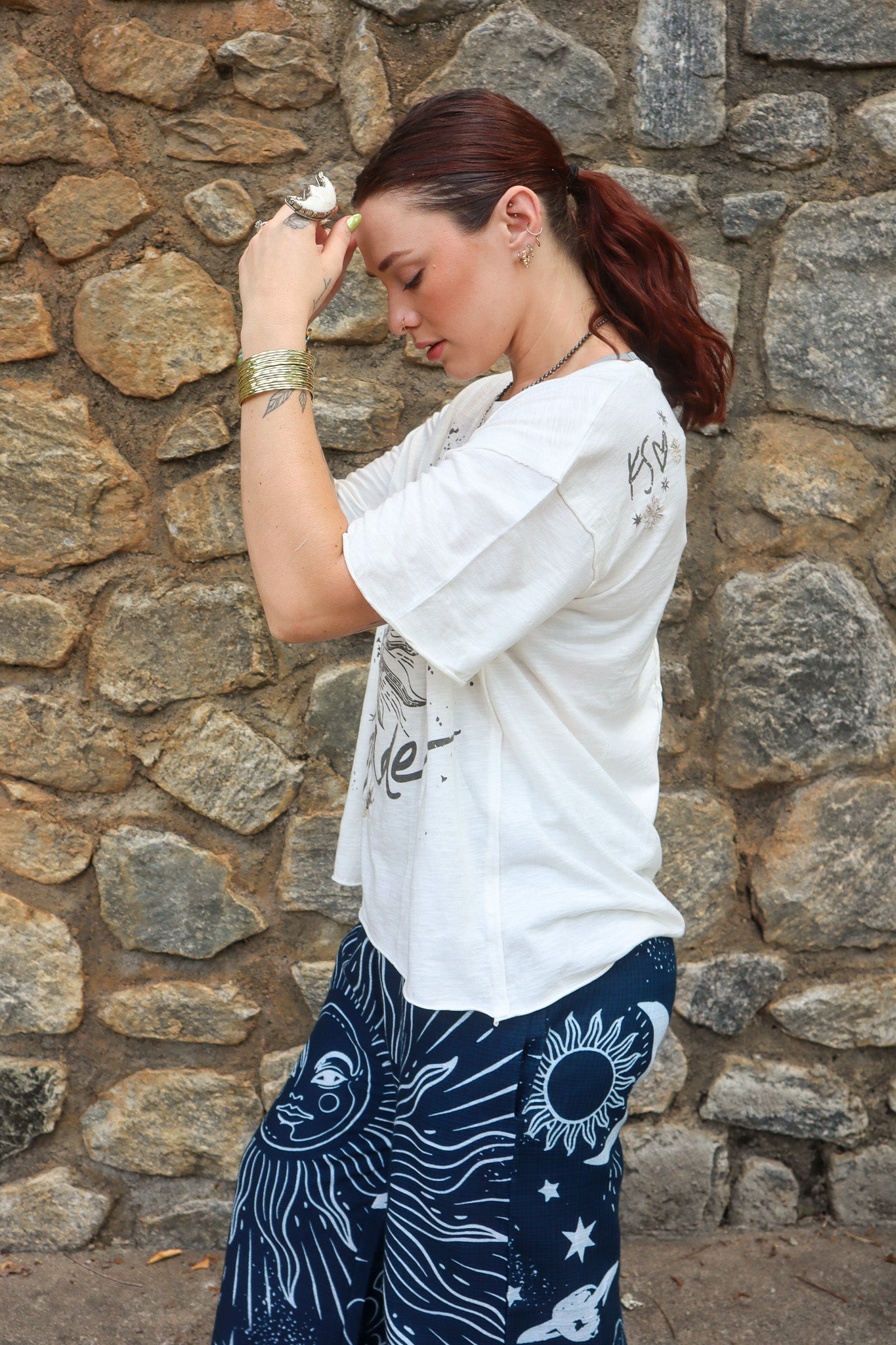 Stay Golden Tee w/ Embroidery - ivyandlavyboutique Caite & Kyla