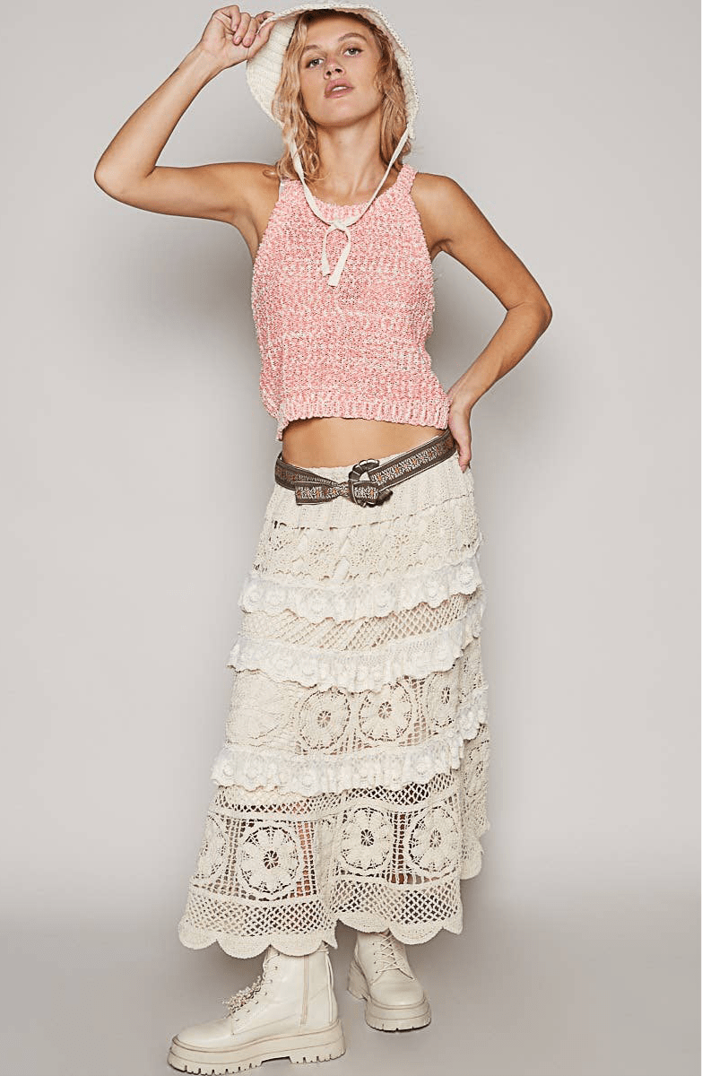 Stella Crochet Lace Ruffle Skirt - ivyandlavyboutique Pol Clothing