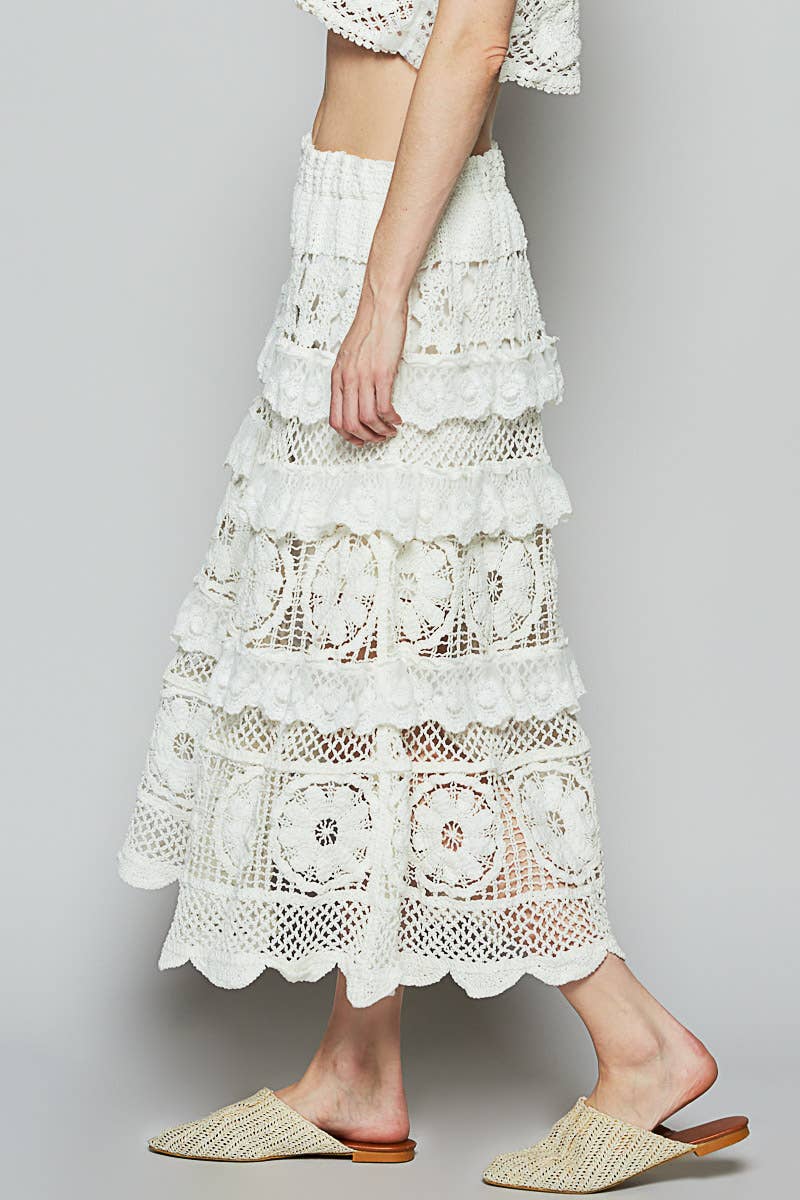 Stella Crochet Lace Ruffle Skirt - ivyandlavyboutique Pol Clothing