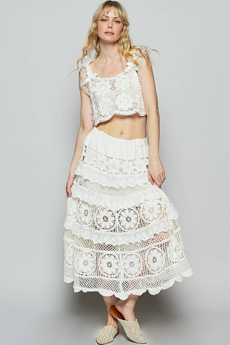 Stella Crochet Lace Ruffle Skirt - ivyandlavyboutique Pol Clothing